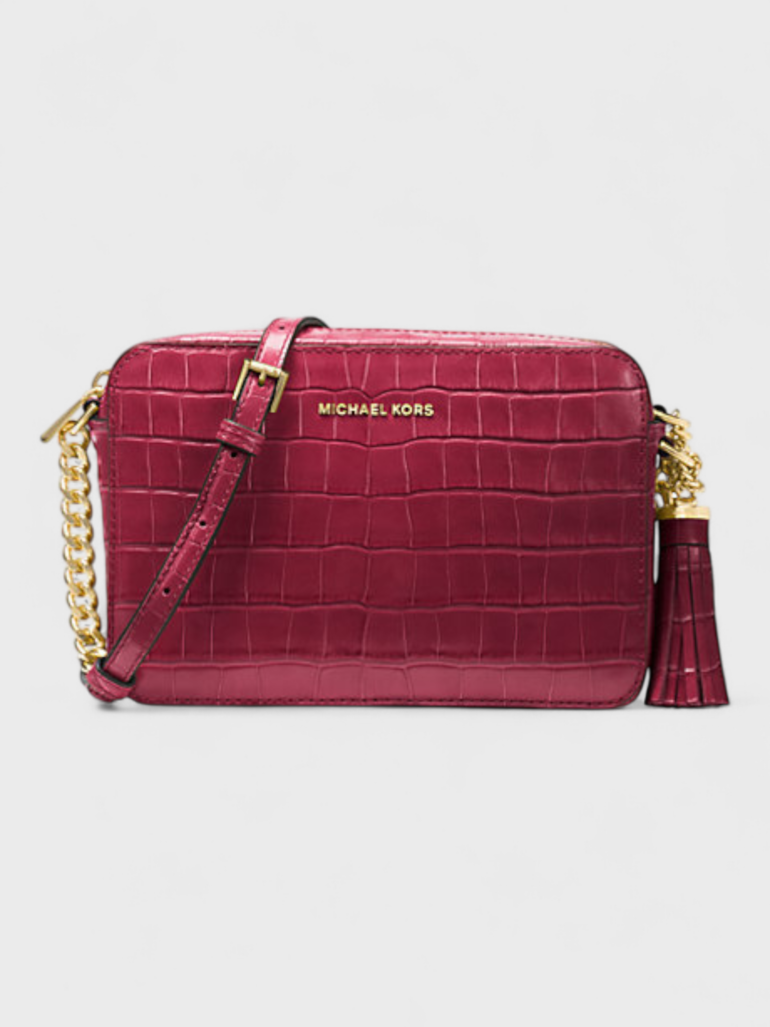 Michael Kors Ginny Medium Crocodile Embossed Leather Crossbody Bag