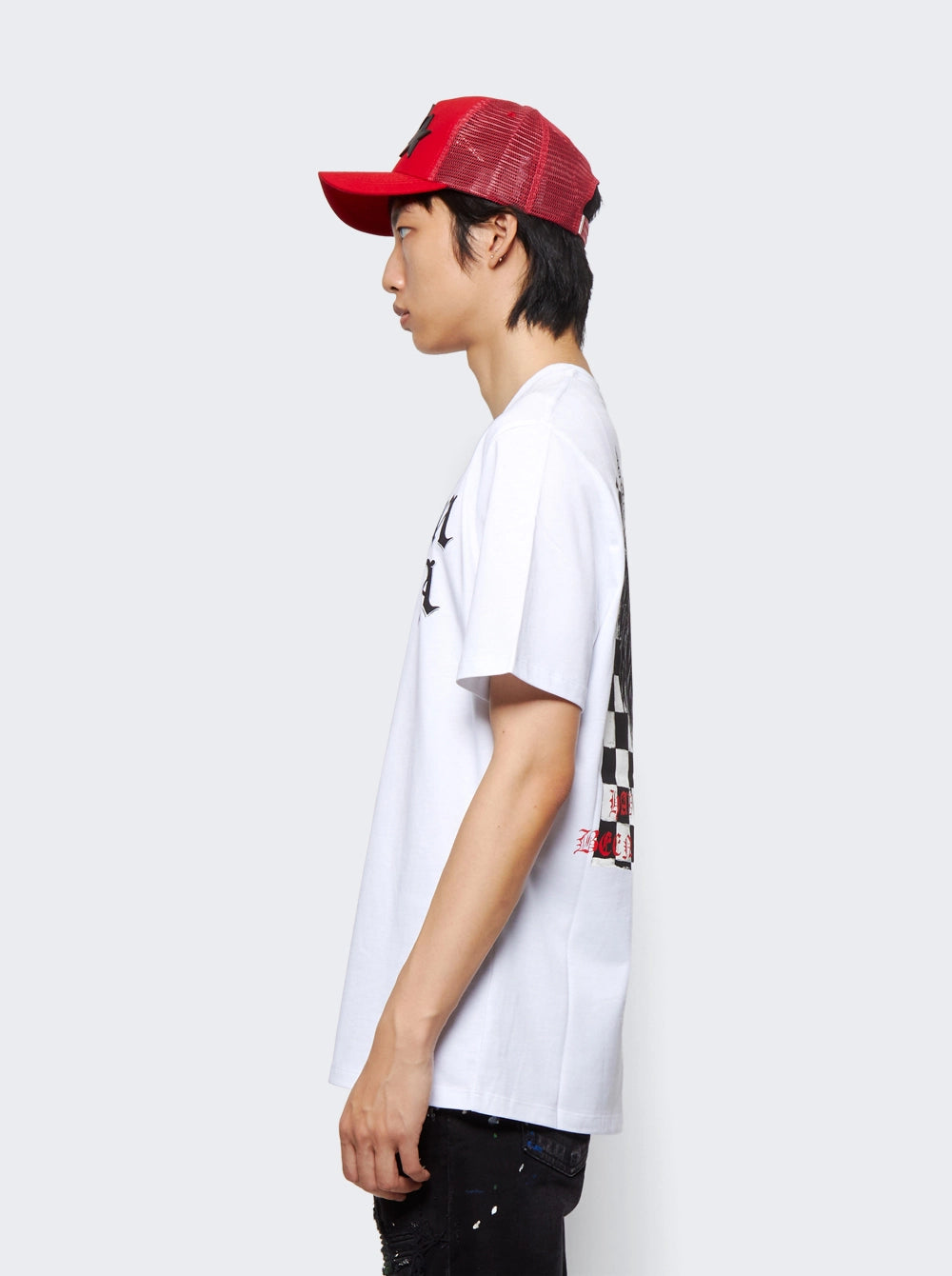 Amiri Wes Lang Checker Skull T Shirt White