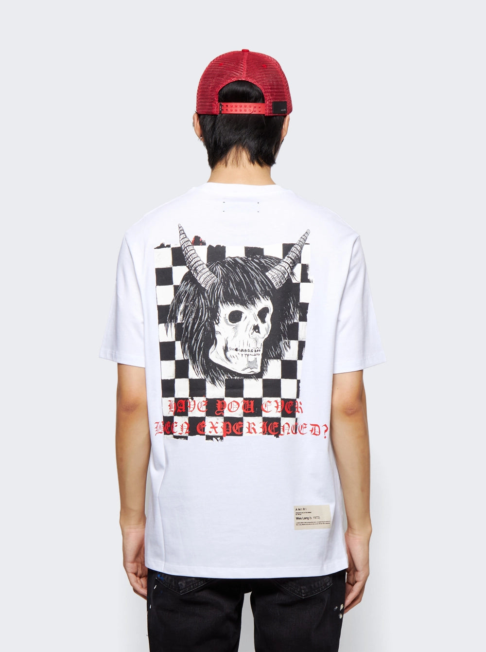 Amiri Wes Lang Checker Skull T Shirt White