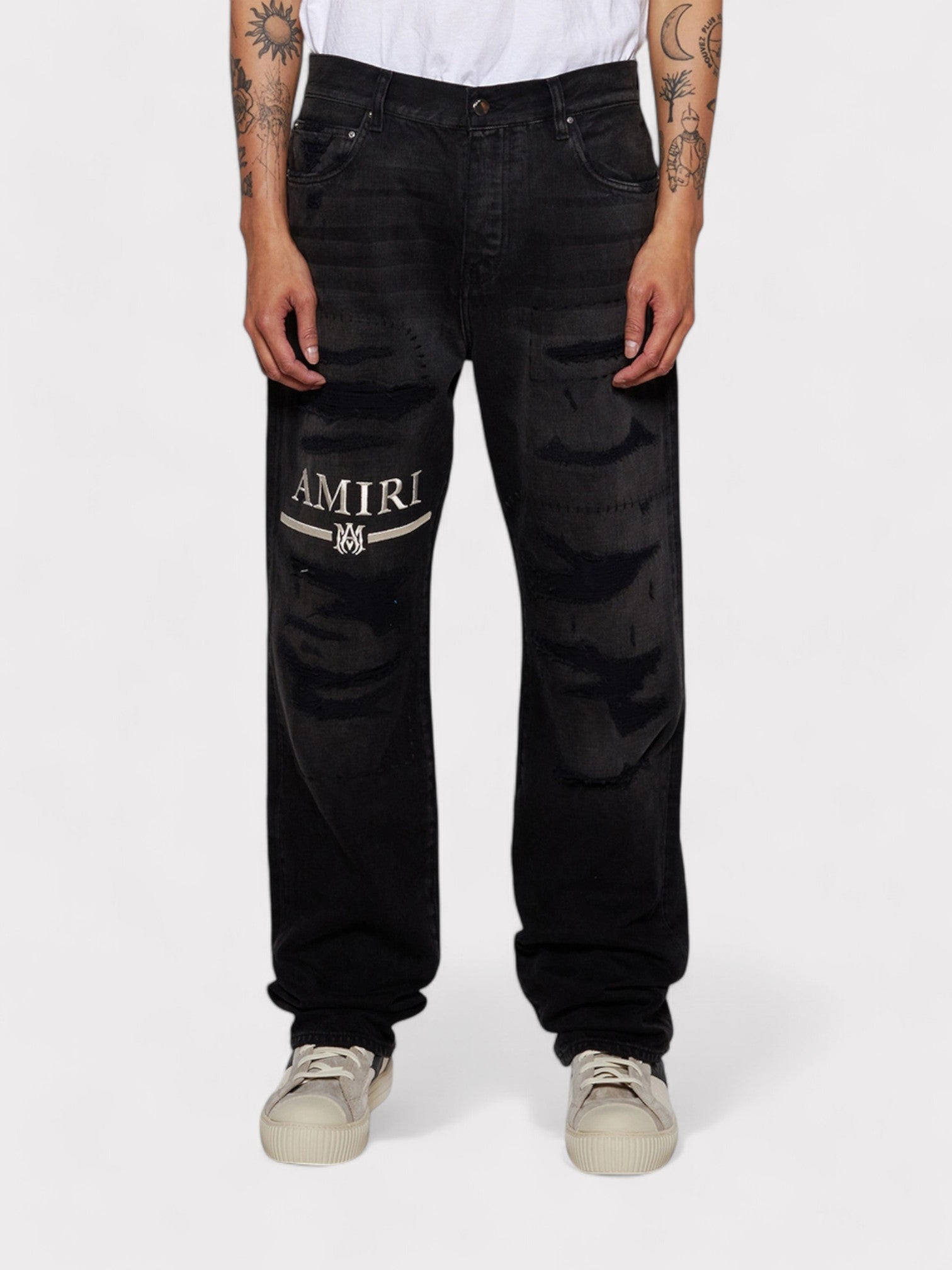 Amiri MA Bar Logo Straight Jeans Aged Black - Supplied FashionAmiri