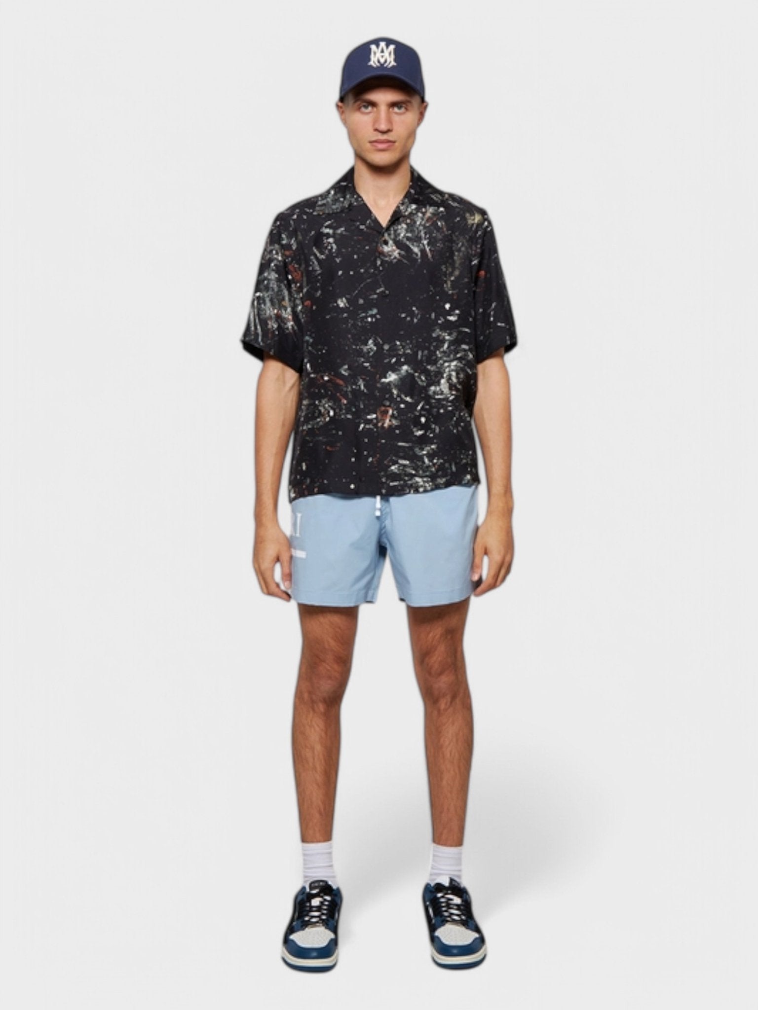 Amiri Ma Bar Logo Swimtrunk Dusty Blue - Supplied FashionAmiri
