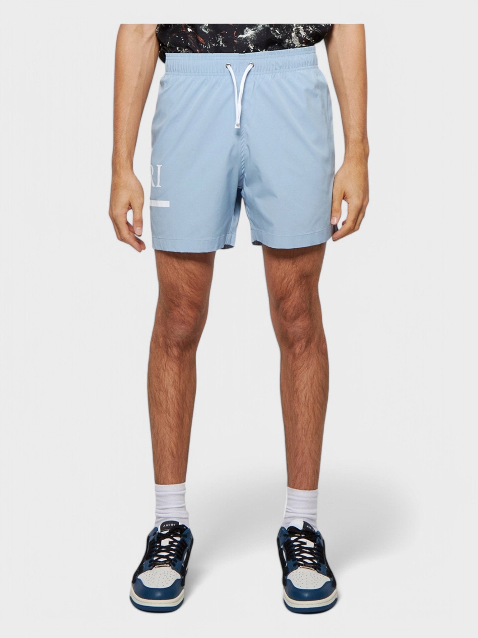Amiri Ma Bar Logo Swimtrunk Dusty Blue - Supplied FashionAmiri