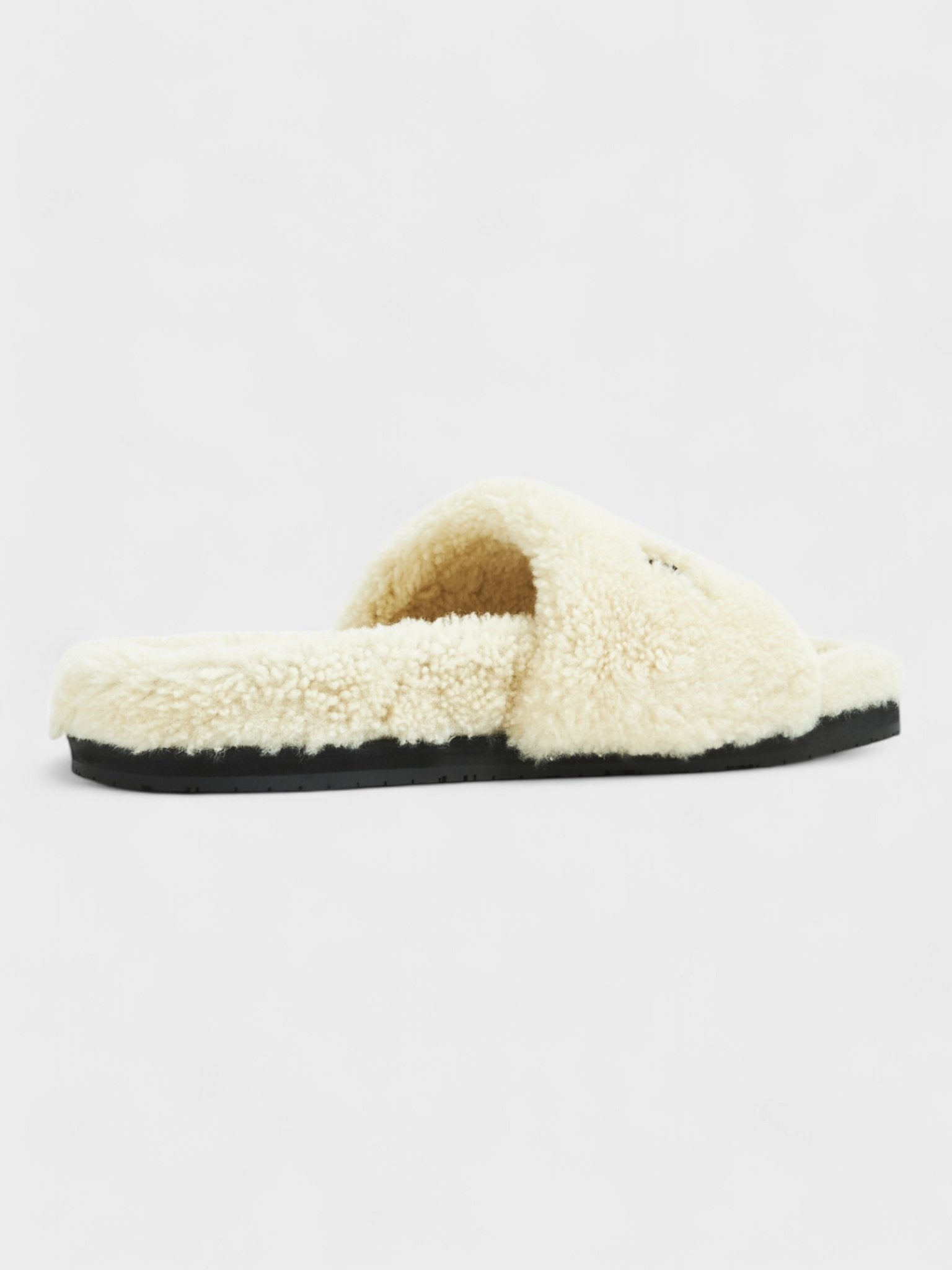 Amiri Shearling Fur Logo Slippers Beige - Supplied FashionAmiri
