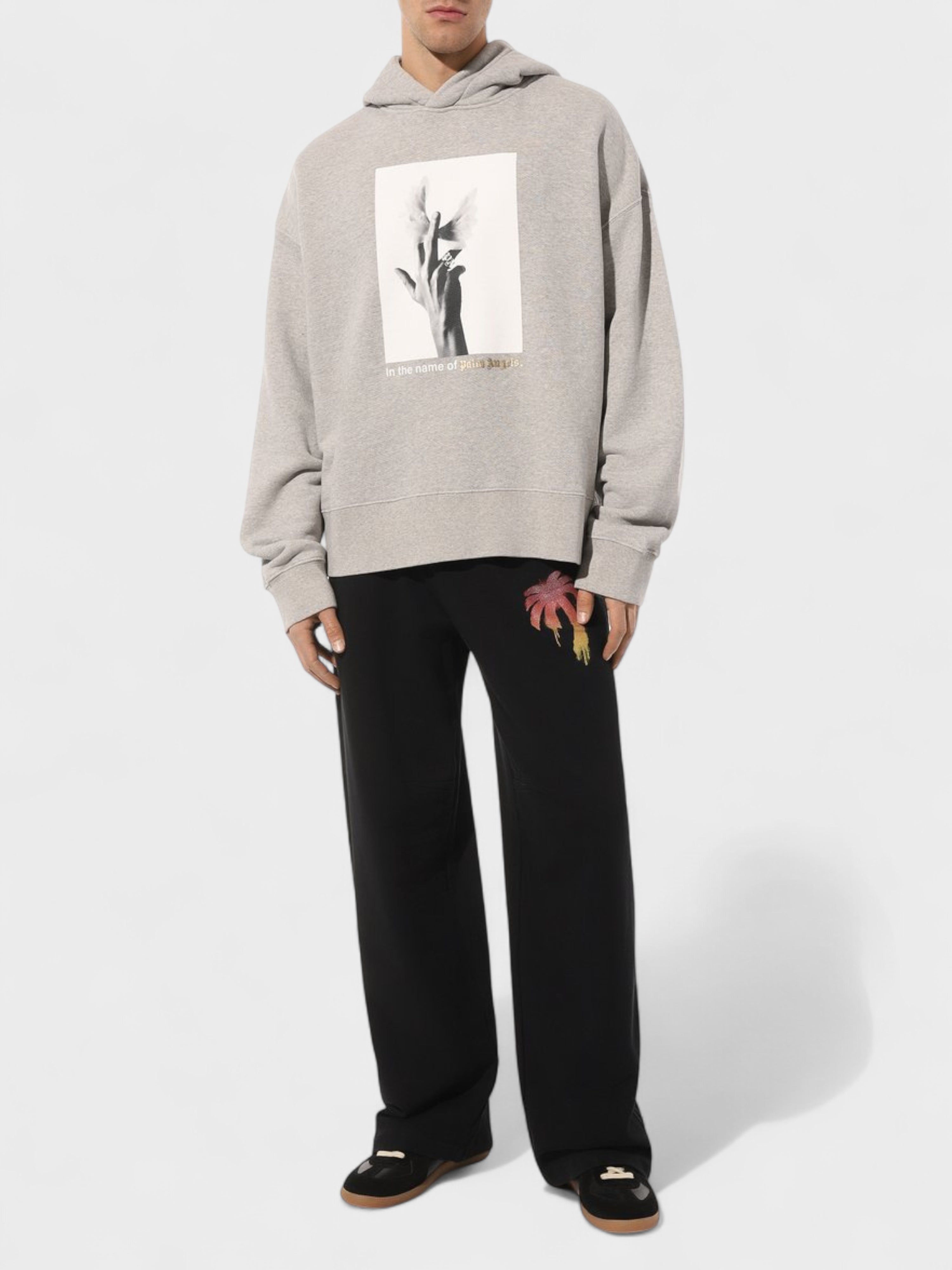 Palm Angels Wings Hoodie Melange Grey