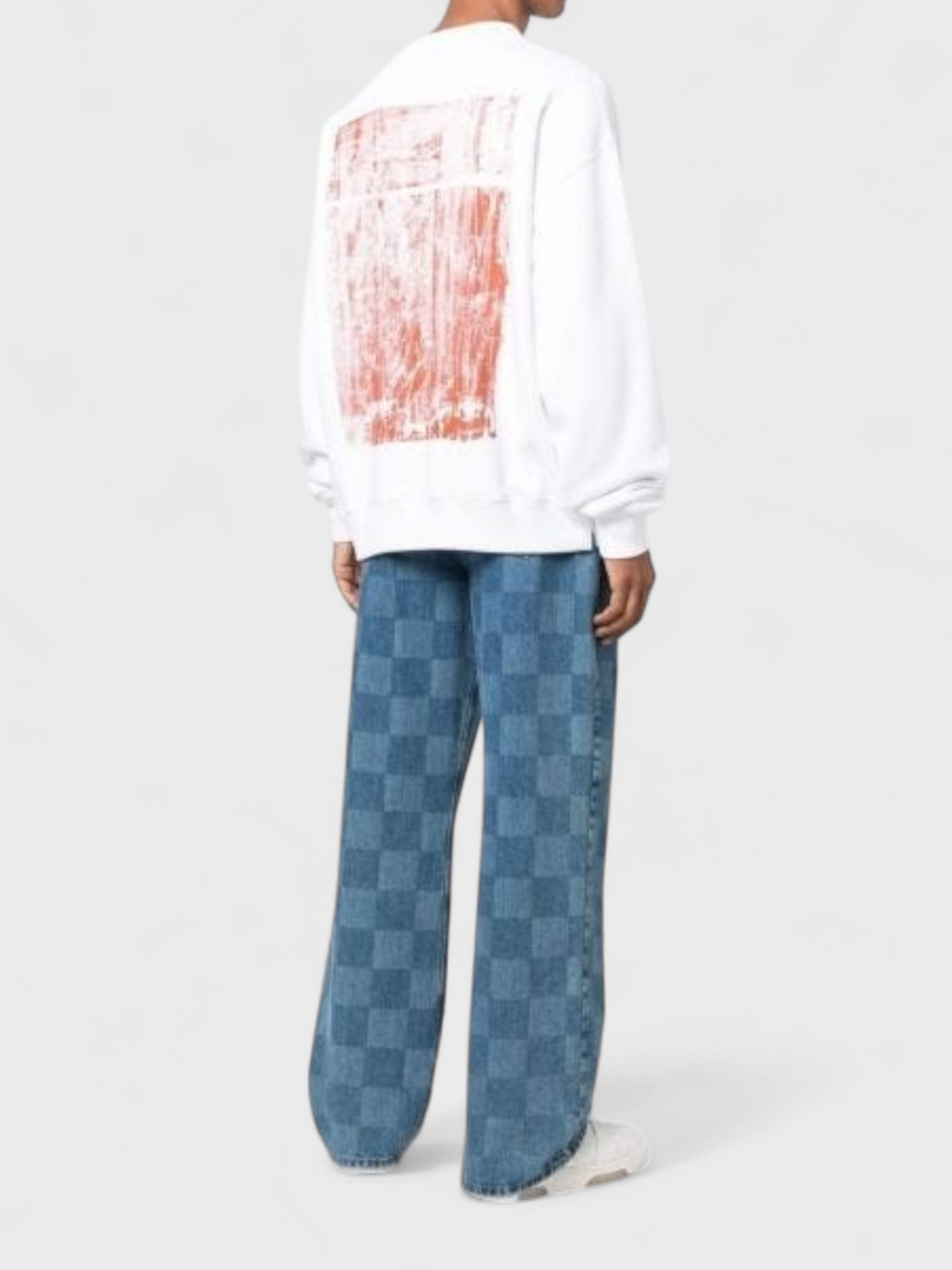Off-White Sweatshirt Scratch Tab Skate Crewneck White