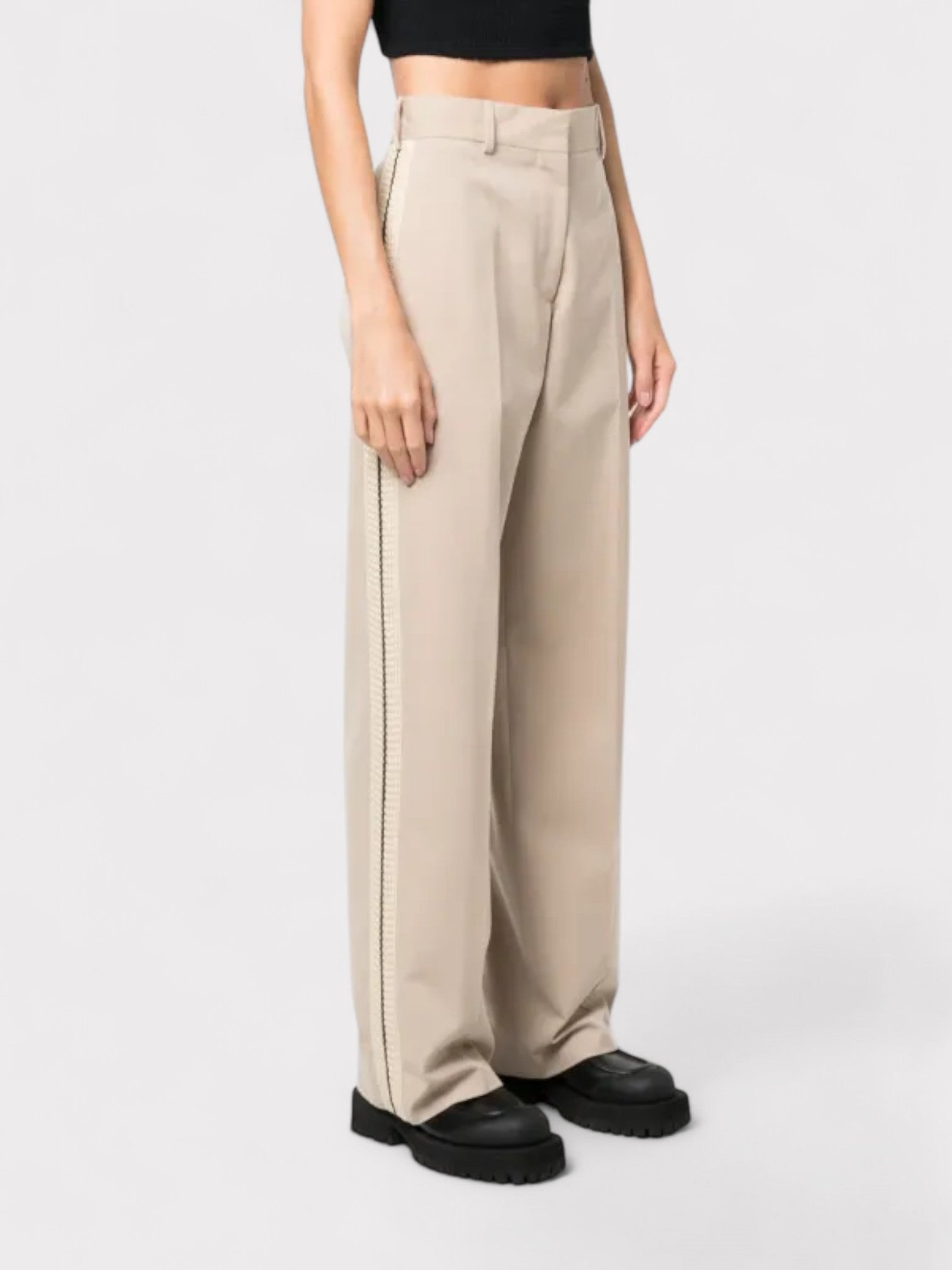 Palm Angels Tab Knit Pants Beige