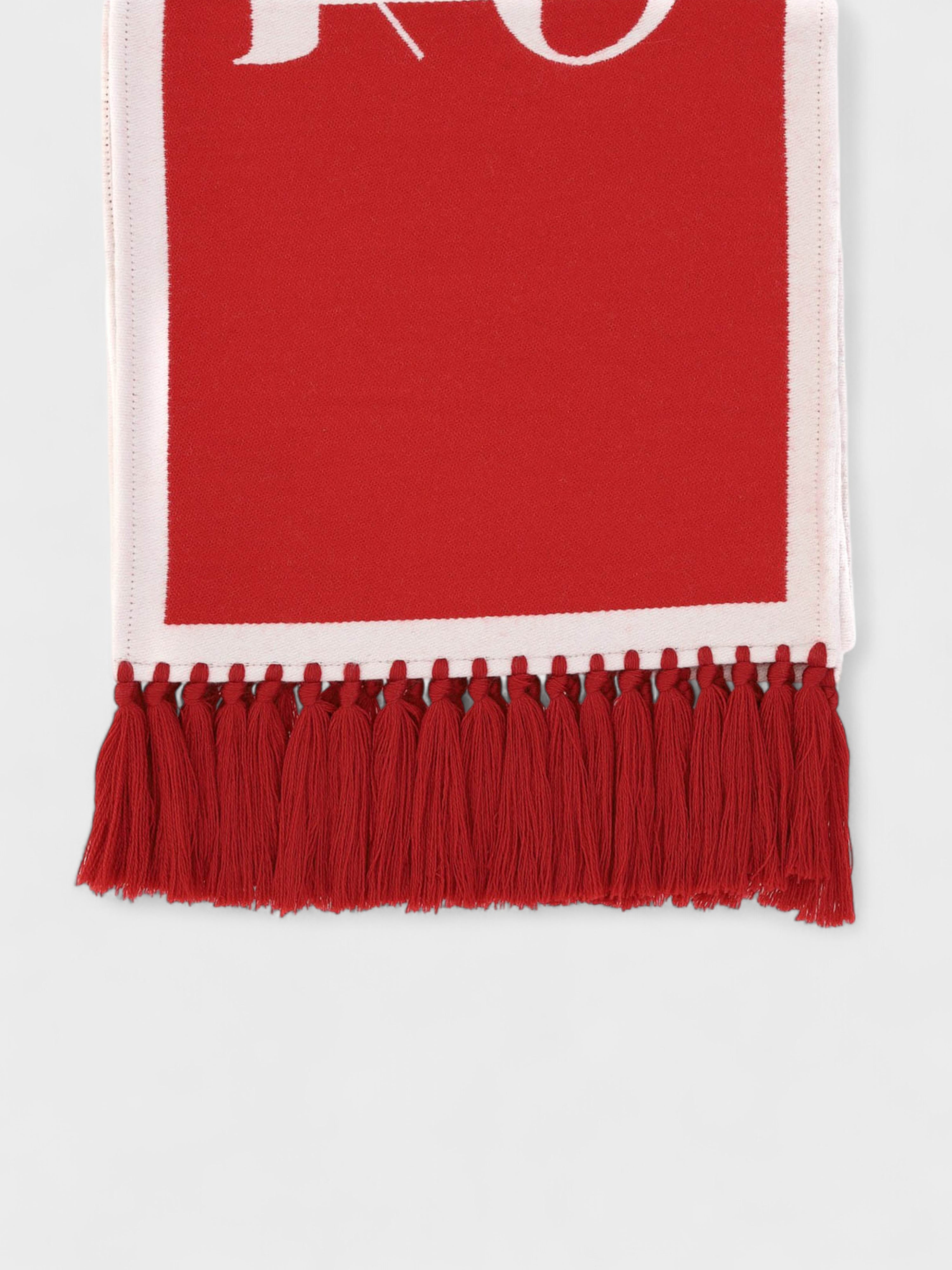Palm Angels Logo Knitted Scarf Red White