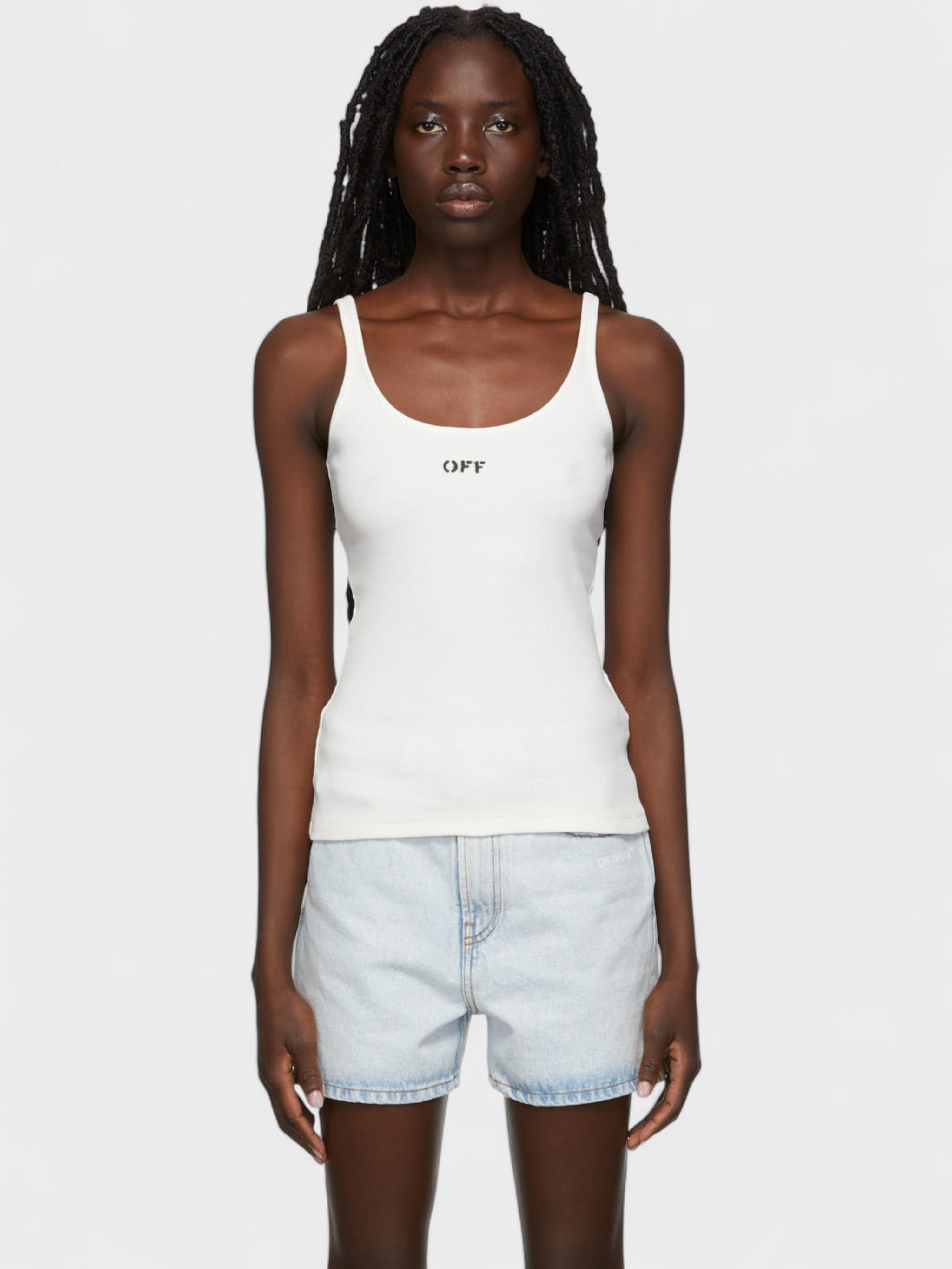 Off-White Off Stamp Scoop-Neck Tank Top White