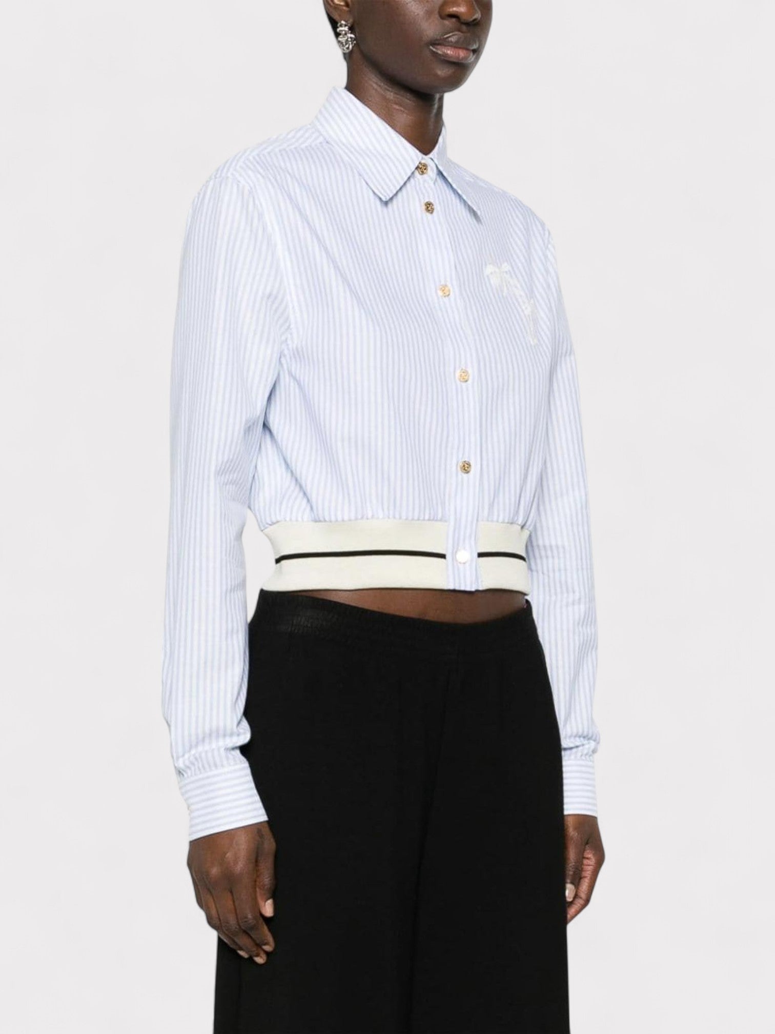 Palm Angels Tree Striped Shirt Womens Blue