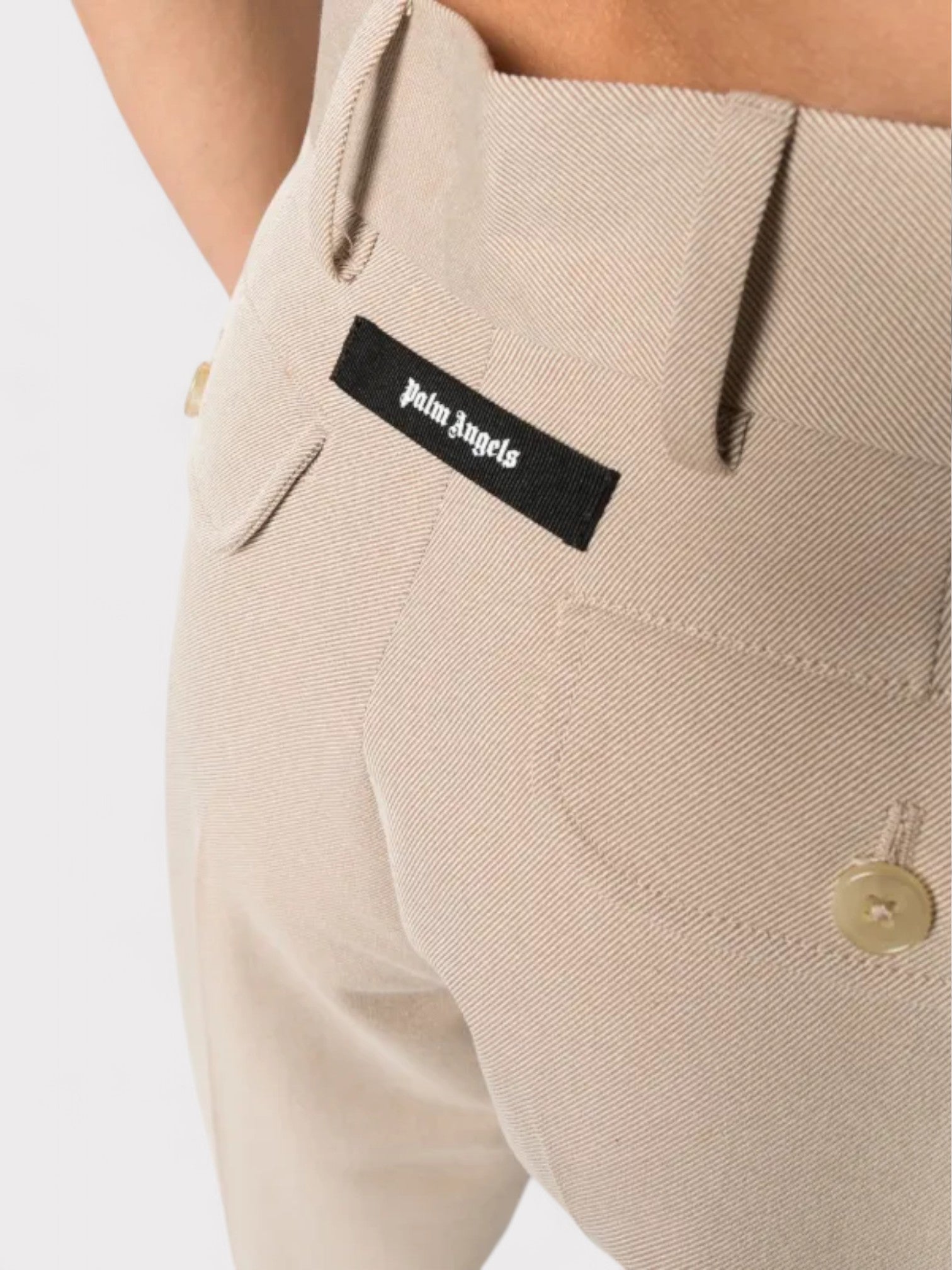 Palm Angels Tab Knit Pants Beige