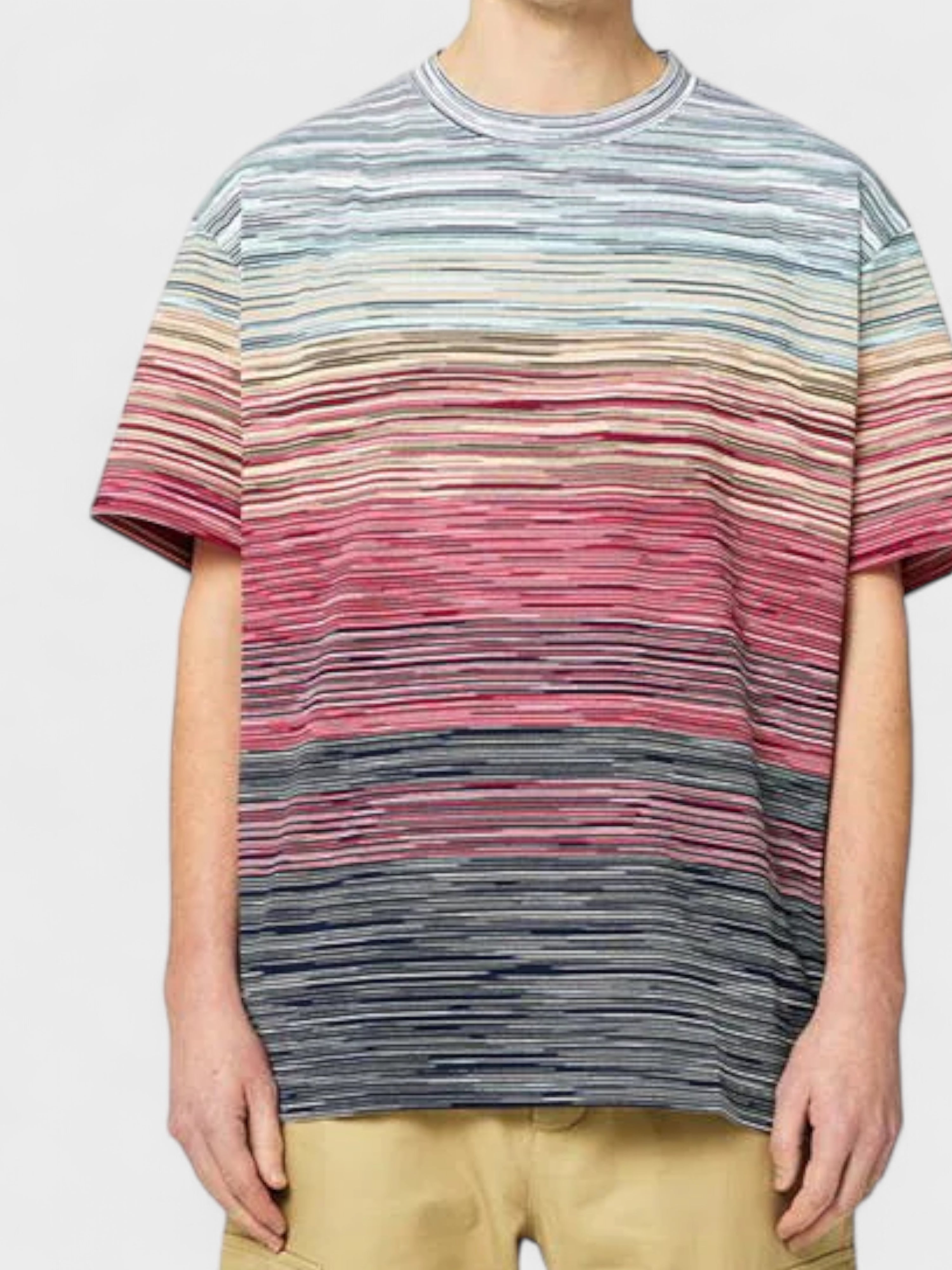 Missoni Space Dye Cotton T Shirt Blue Red