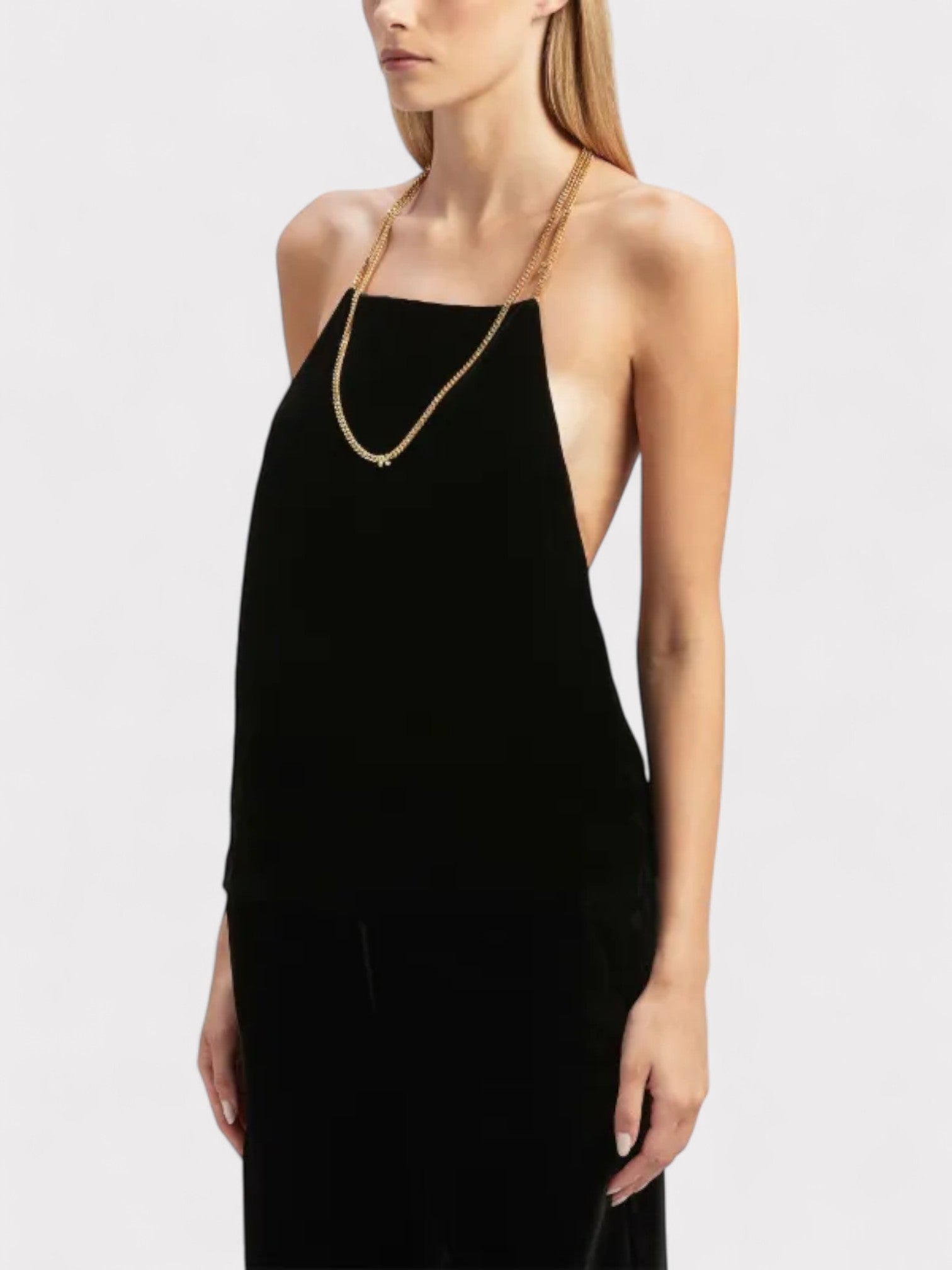 Palm Angels Chain Velvet Top Black