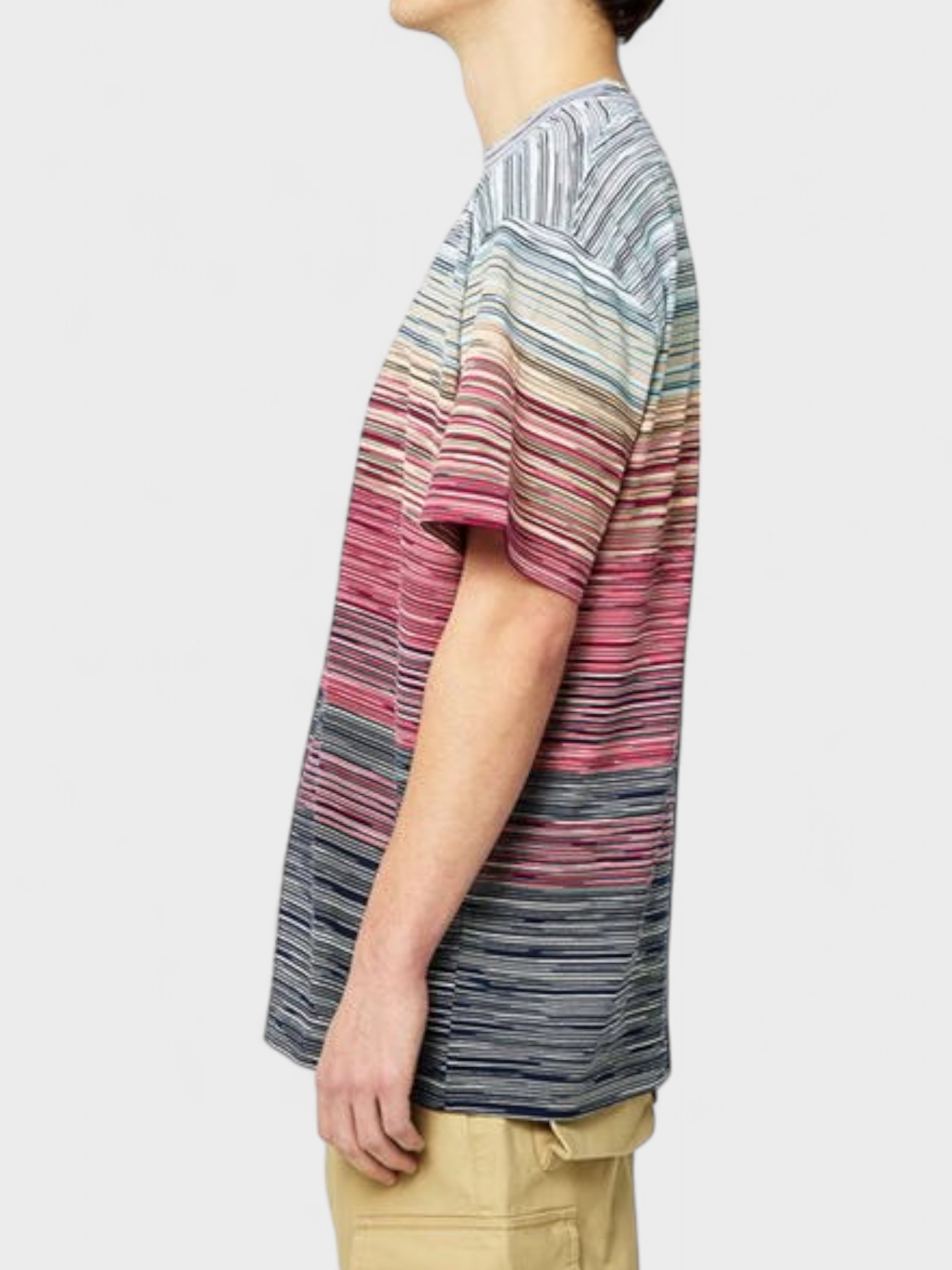Missoni Space Dye Cotton T Shirt Blue Red