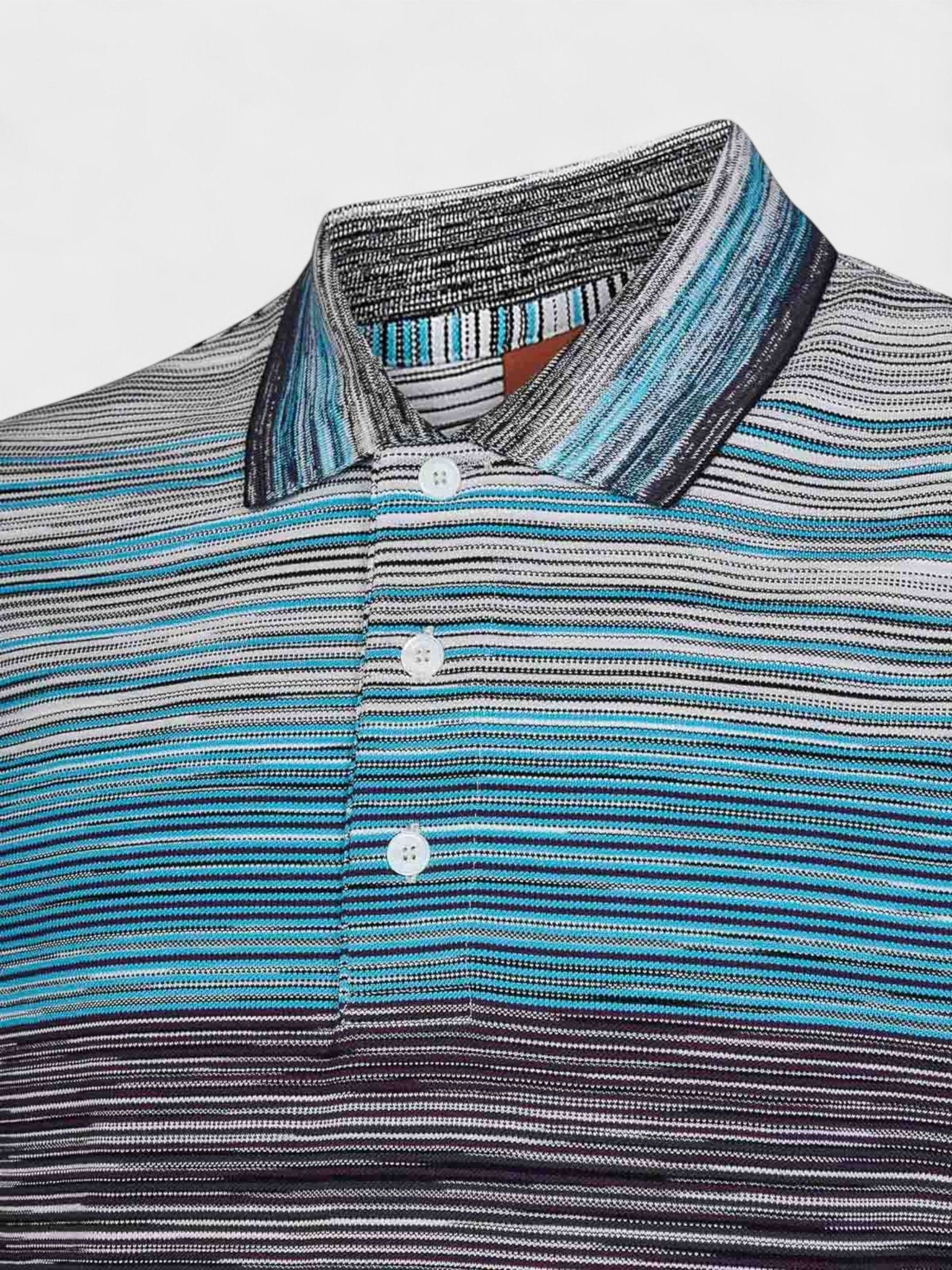 Missoni Space Dye Short Sleeve Polo Shirt Blue - Supplied FashionMissoni
