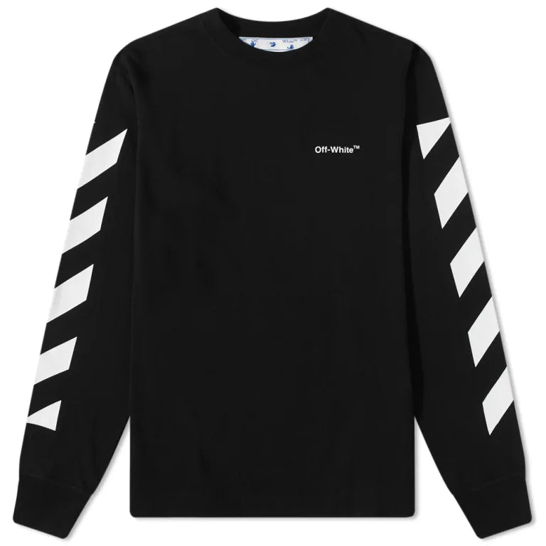 OFF-WHITE Diagonal Helvetica Long Sleeve T-Shirt Black/White - Supplied LuxuryOff-White