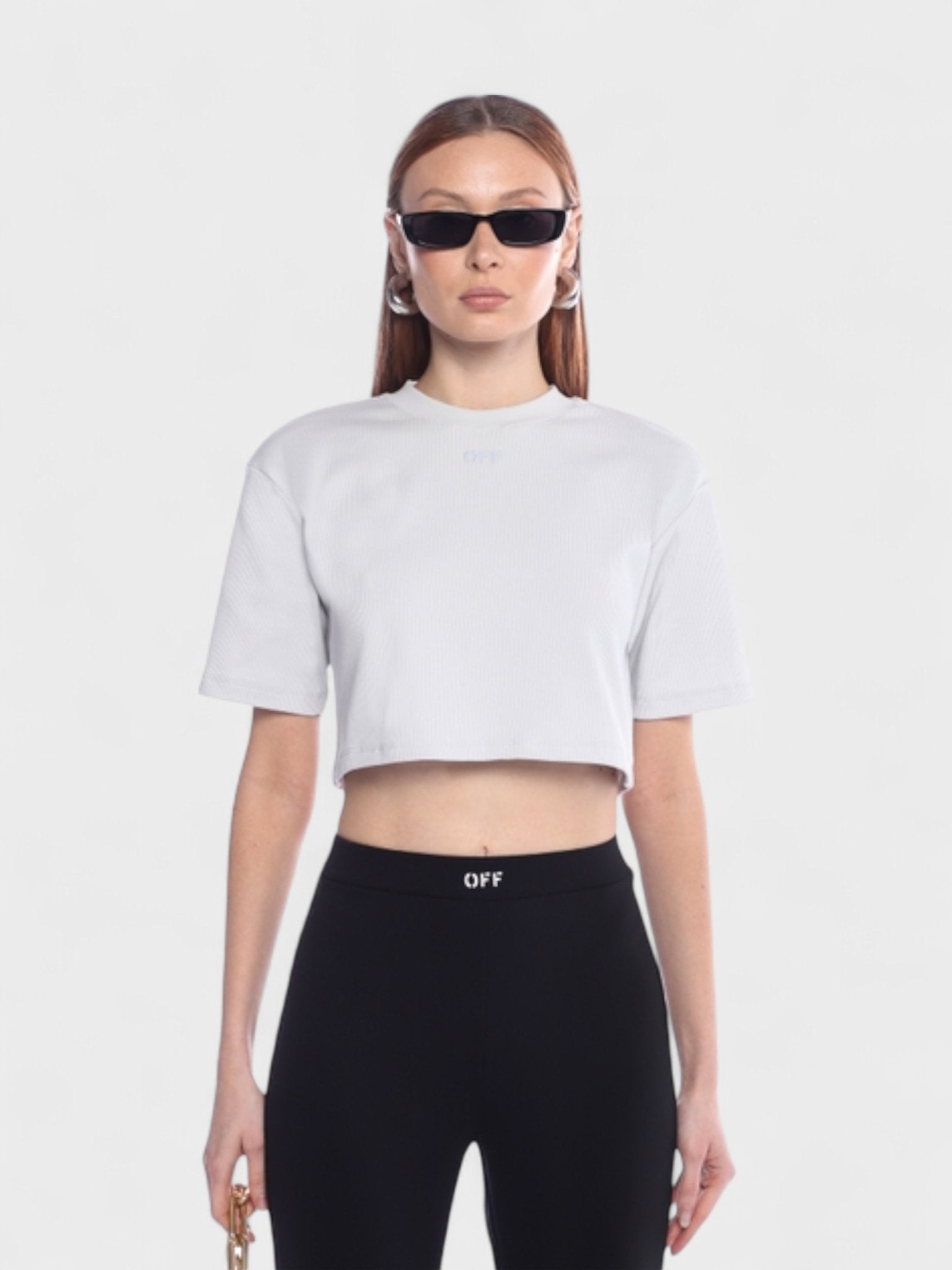 Off - White Stamp Rib Cropped Tee Artic Ice - Supplied FashionOff - White