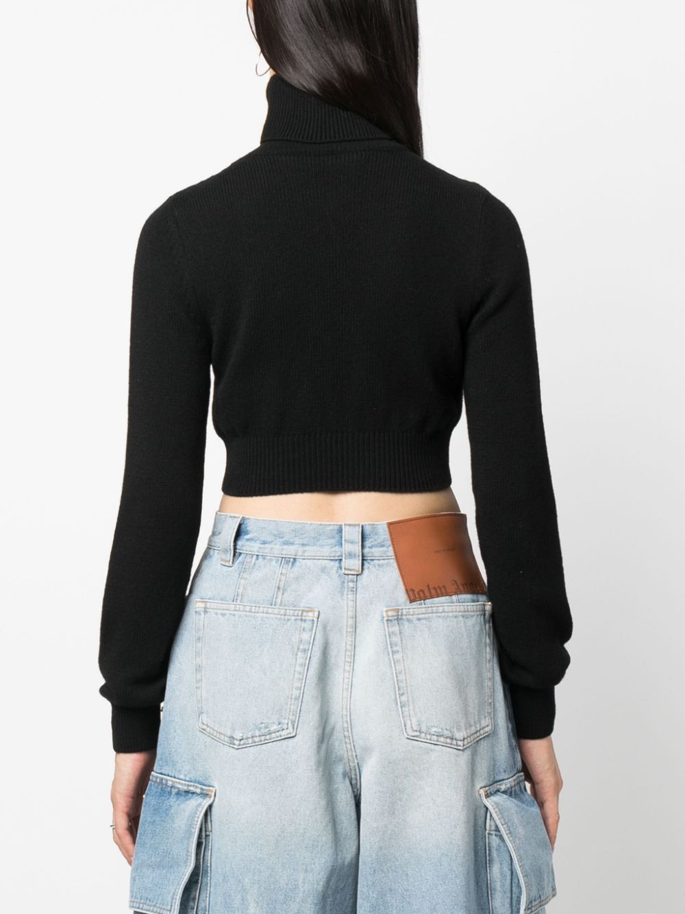Palm Angels All Roads Cropped Turtleneck Jumper Black - Supplied FashionPALM ANGELS