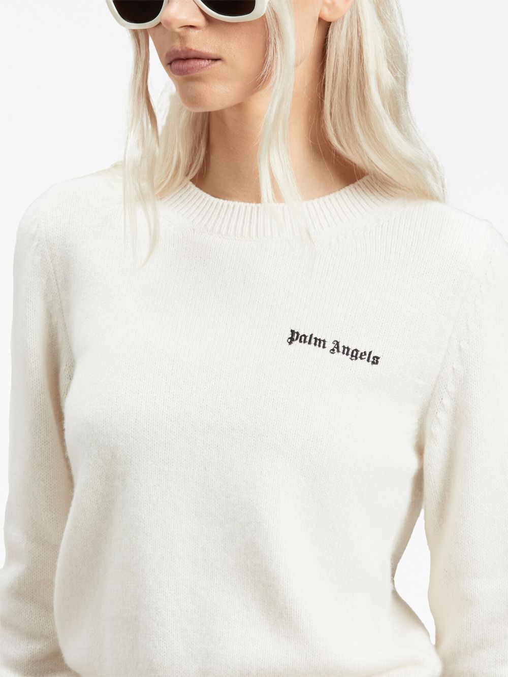 Palm Angels Classic Logo Sweater White - Supplied FashionPALM ANGELS