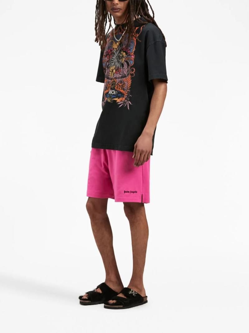 Palm Angels Embroidered Logo Sweatshorts Pink - Supplied FashionPALM ANGELS