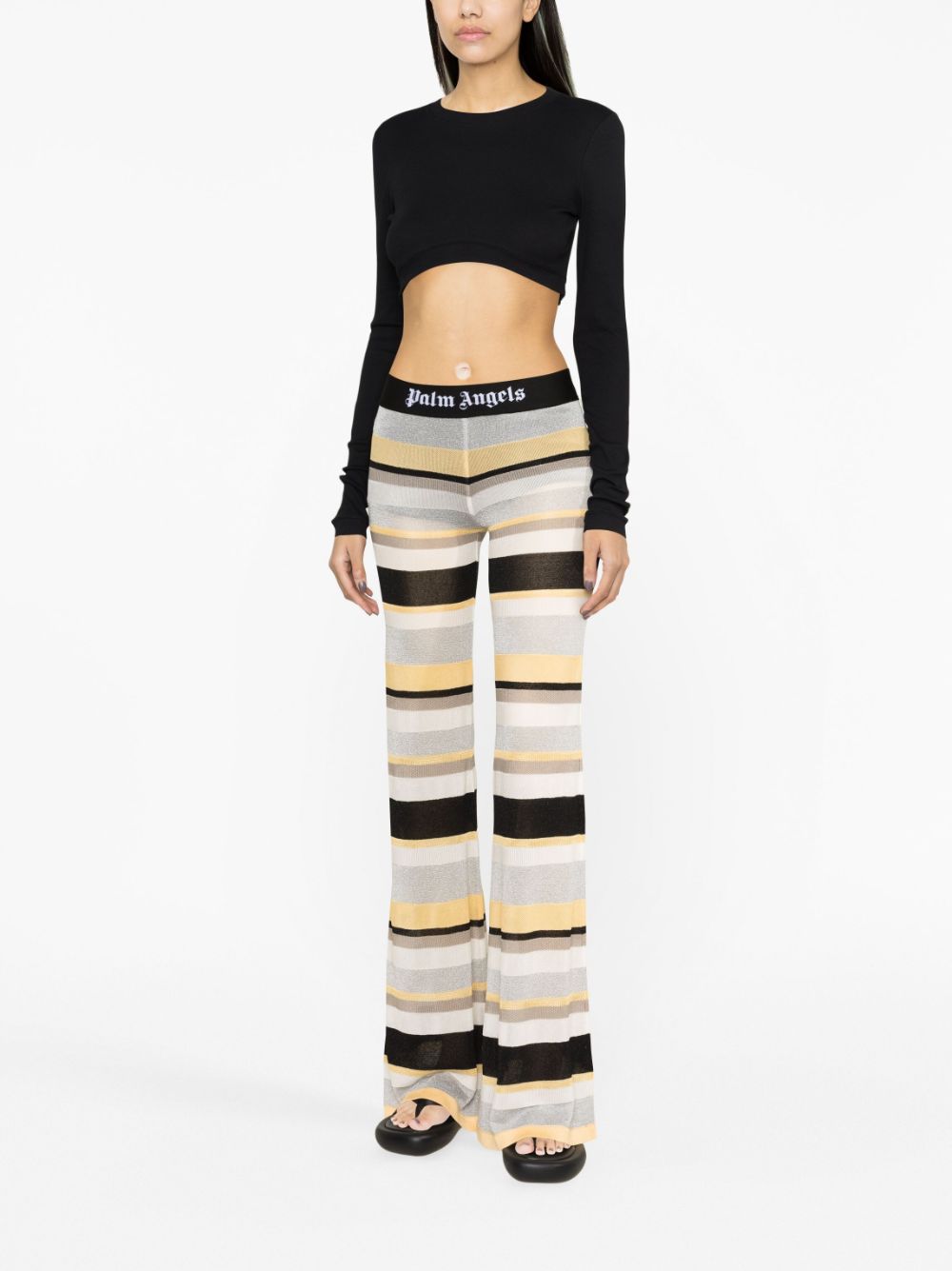 Palm Angels Fitted Ribbed Long Sleeve Tee Black - Supplied FashionPALM ANGELS