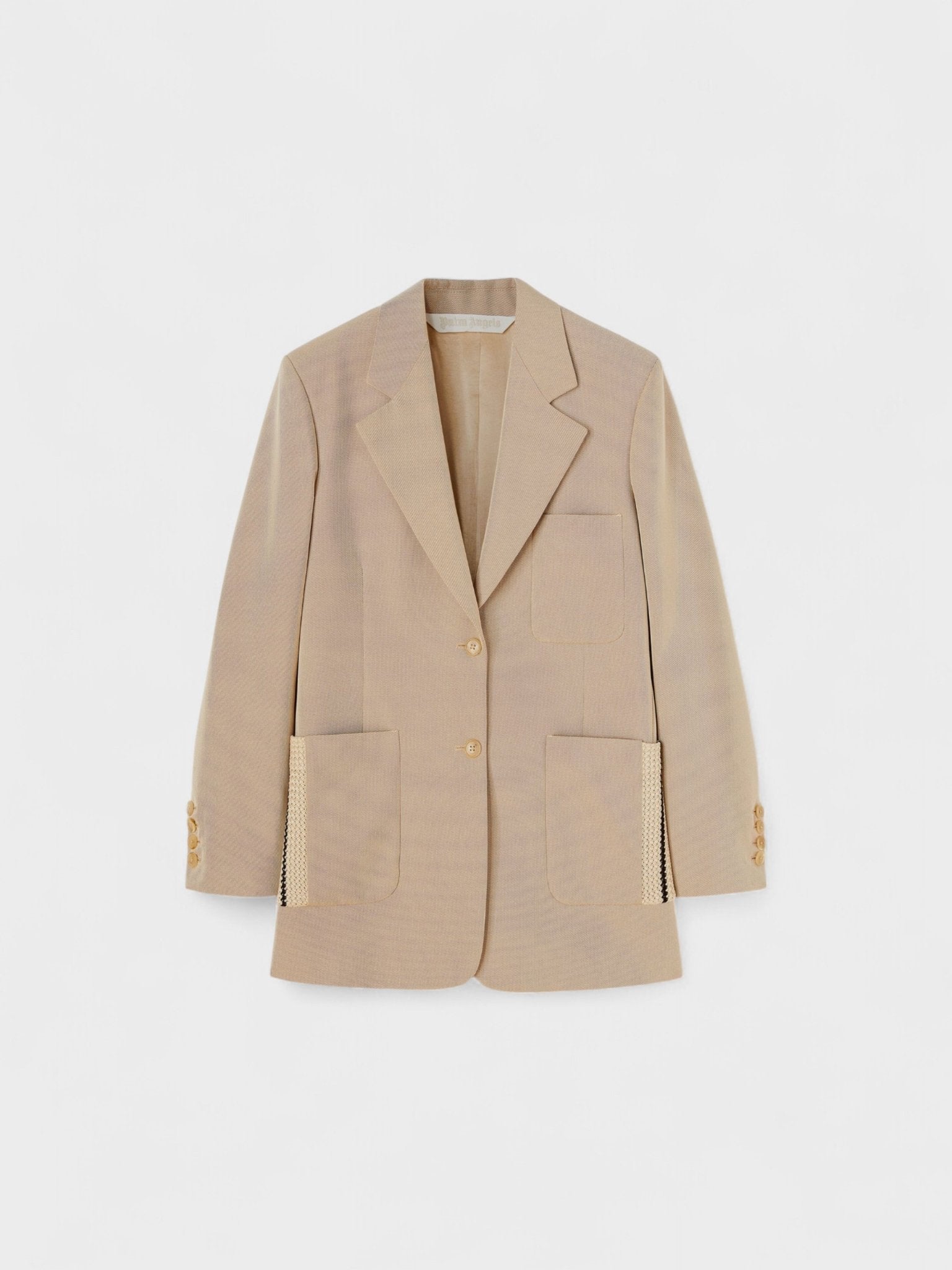 Palm Angels Knit Tape Blazer Beige - Supplied FashionPalm Angels