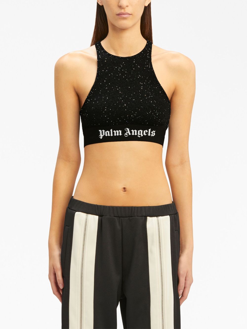Palm Angels Knitted Logo Top Black - Supplied FashionPALM ANGELS