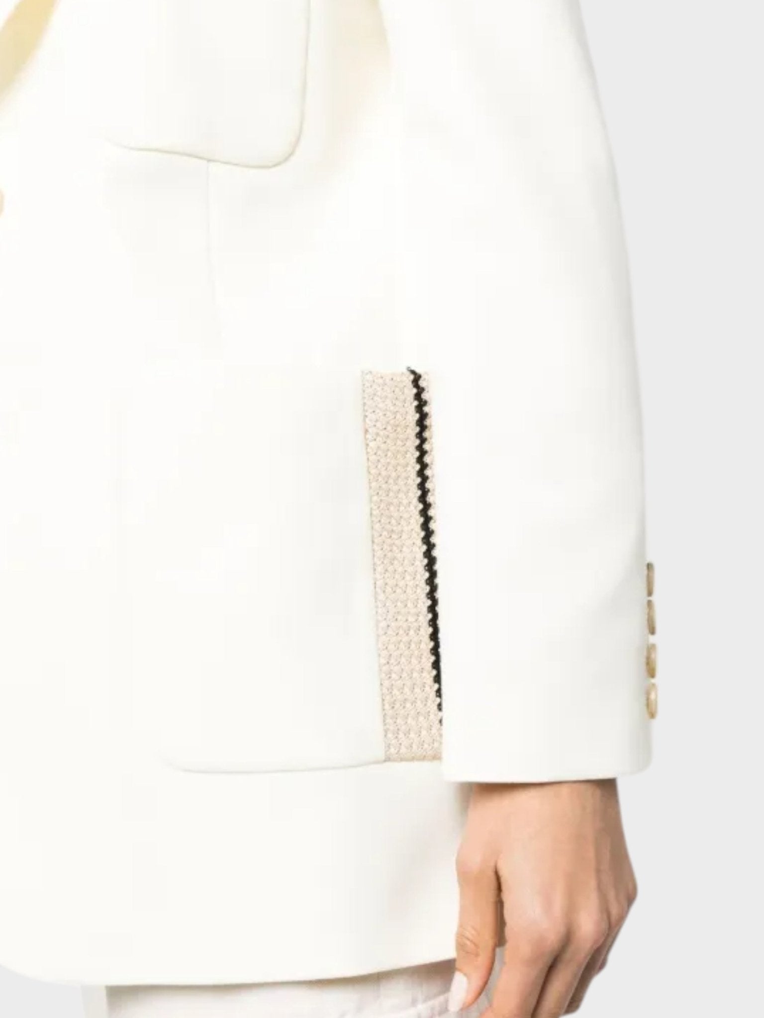 Palm Angels Knitted Tape Blazer White - Supplied FashionPalm Angels