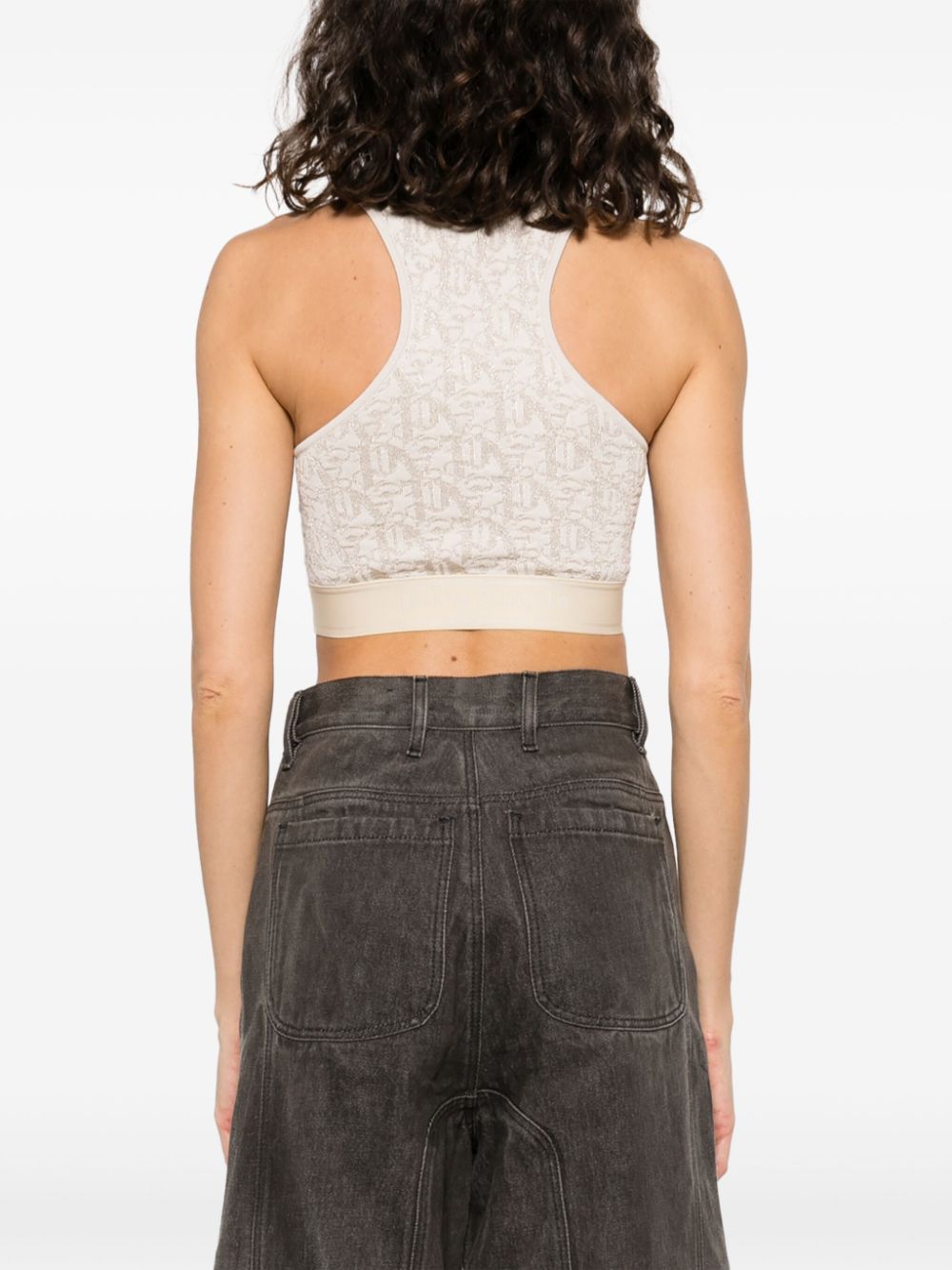 Palm Angels Monogram Jacquard Knit Bra Top Beige - Supplied FashionPALM ANGELS