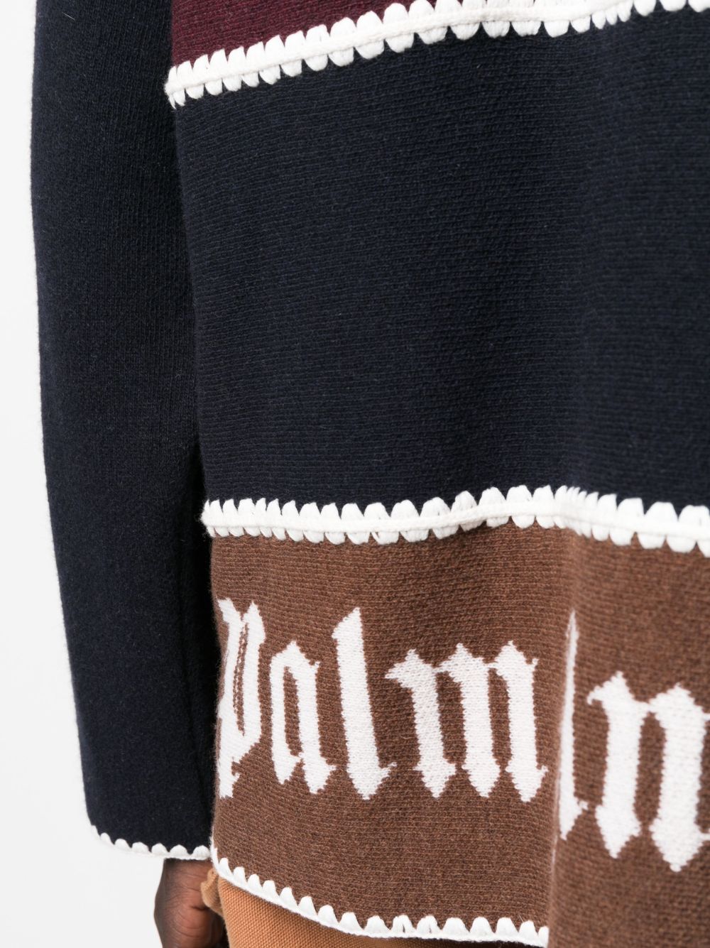 Palm Angels Monogram Striped Knit Jacket Navy Blue - Supplied FashionPALM ANGELS