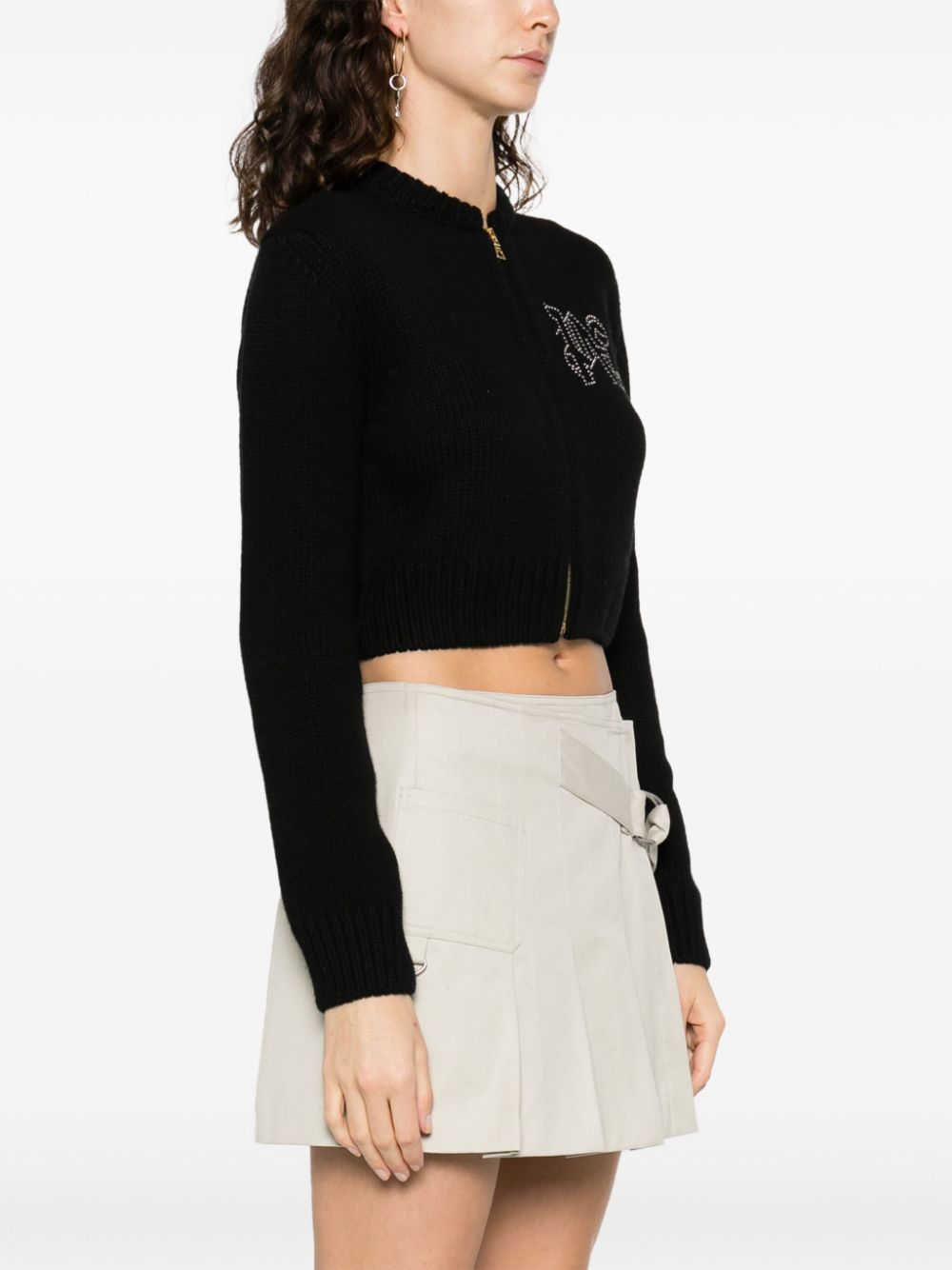 Palm Angels Monogram Studded Zip Sweater Black - Supplied FashionPALM ANGELS