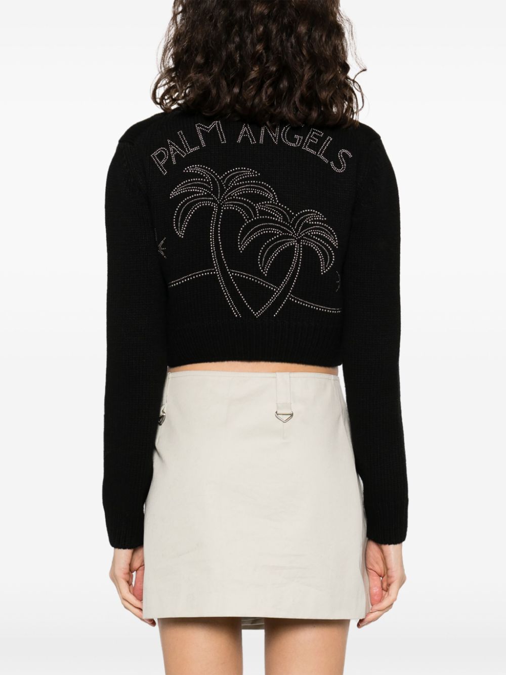 Palm Angels Monogram Studded Zip Sweater Black - Supplied FashionPALM ANGELS