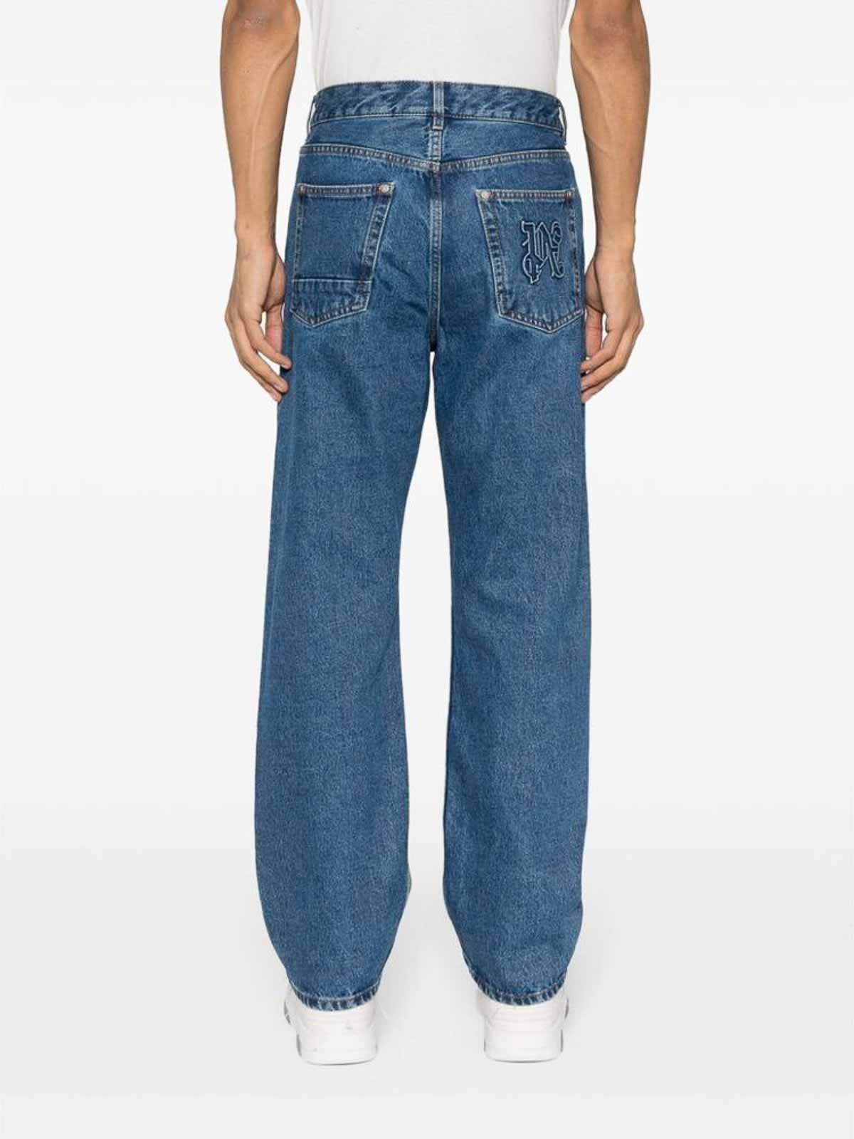 Palm Angels Monogram Workwear Denim Jeans Blue - Supplied FashionPalm Angels