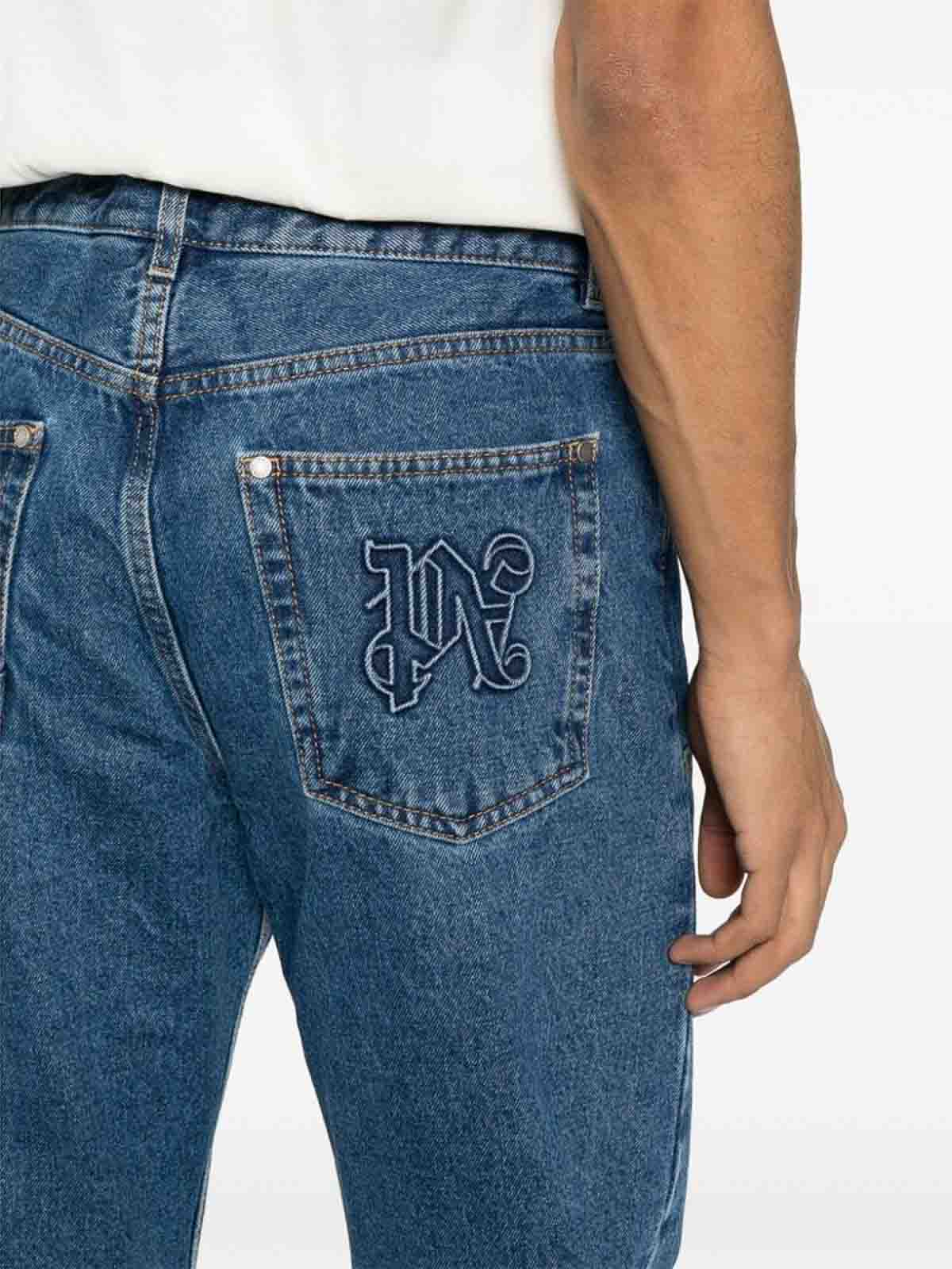 Palm Angels Monogram Workwear Denim Jeans Blue - Supplied FashionPalm Angels