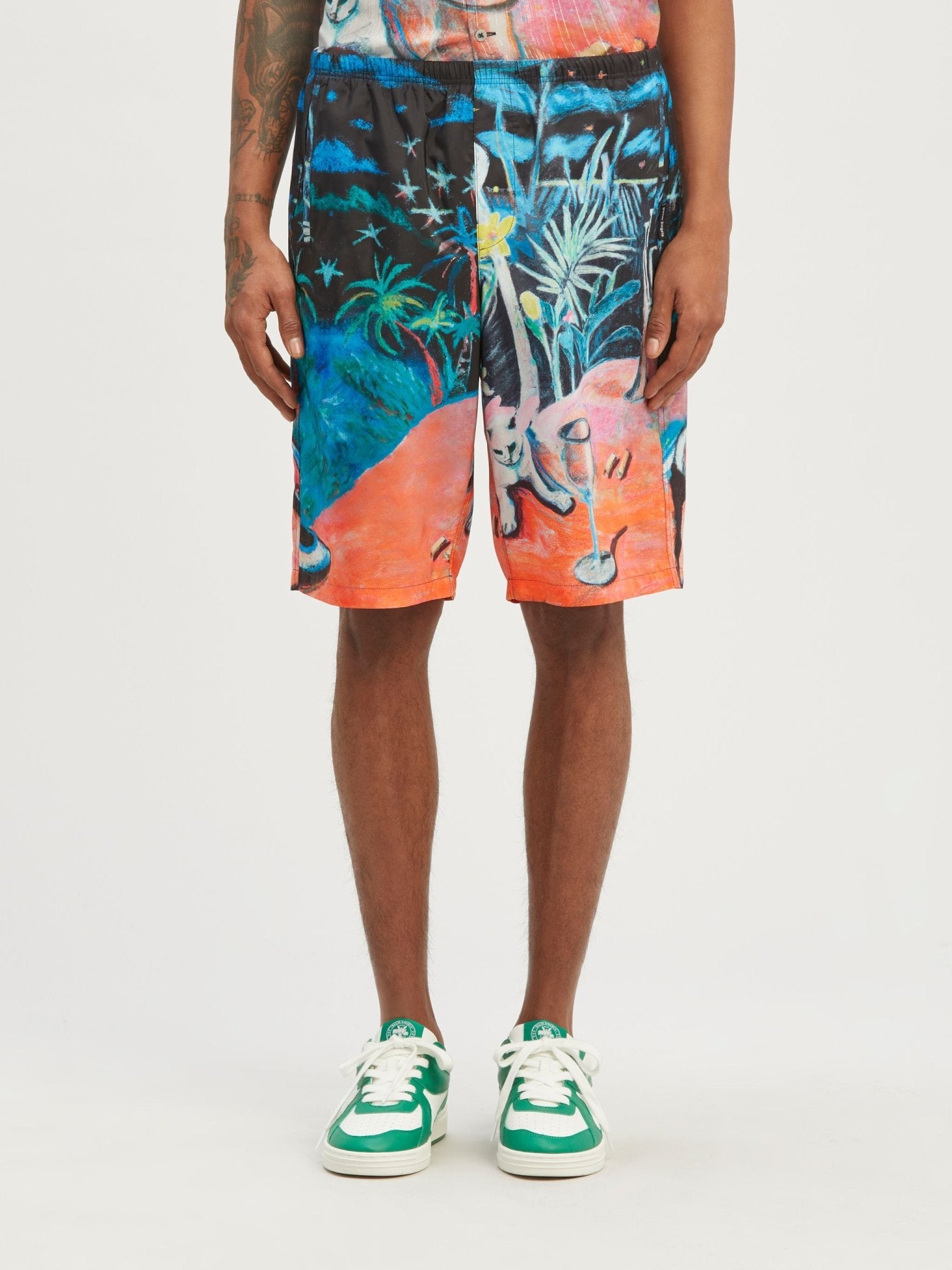 Palm Angels Oil On Canvas Long Swimshorts Multi - Supplied FashionPalm Angels
