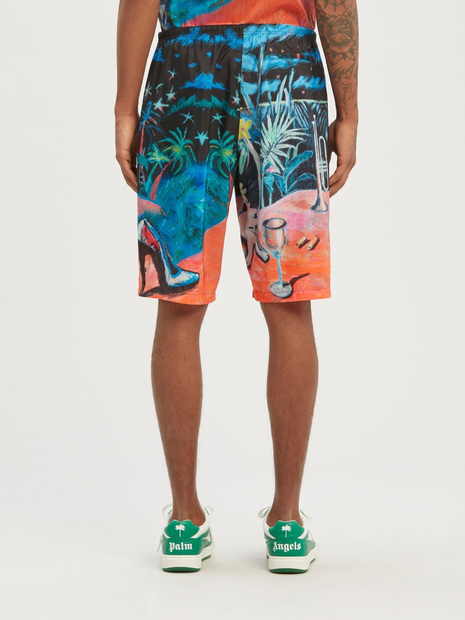 Palm Angels Oil On Canvas Long Swimshorts Multi - Supplied FashionPalm Angels
