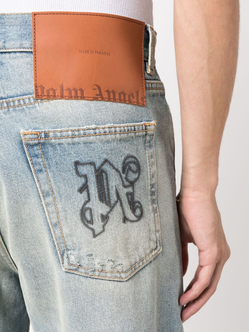 Palm Angels Pa Monogram Loose Denin Light Blue - Supplied FashionPalm Angels