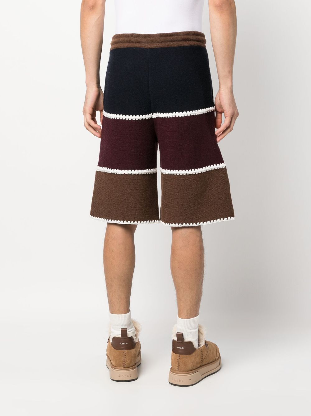 Palm Angels Pa Monogram Strip Knit Shorts Navy Blue - Supplied FashionPalm Angels