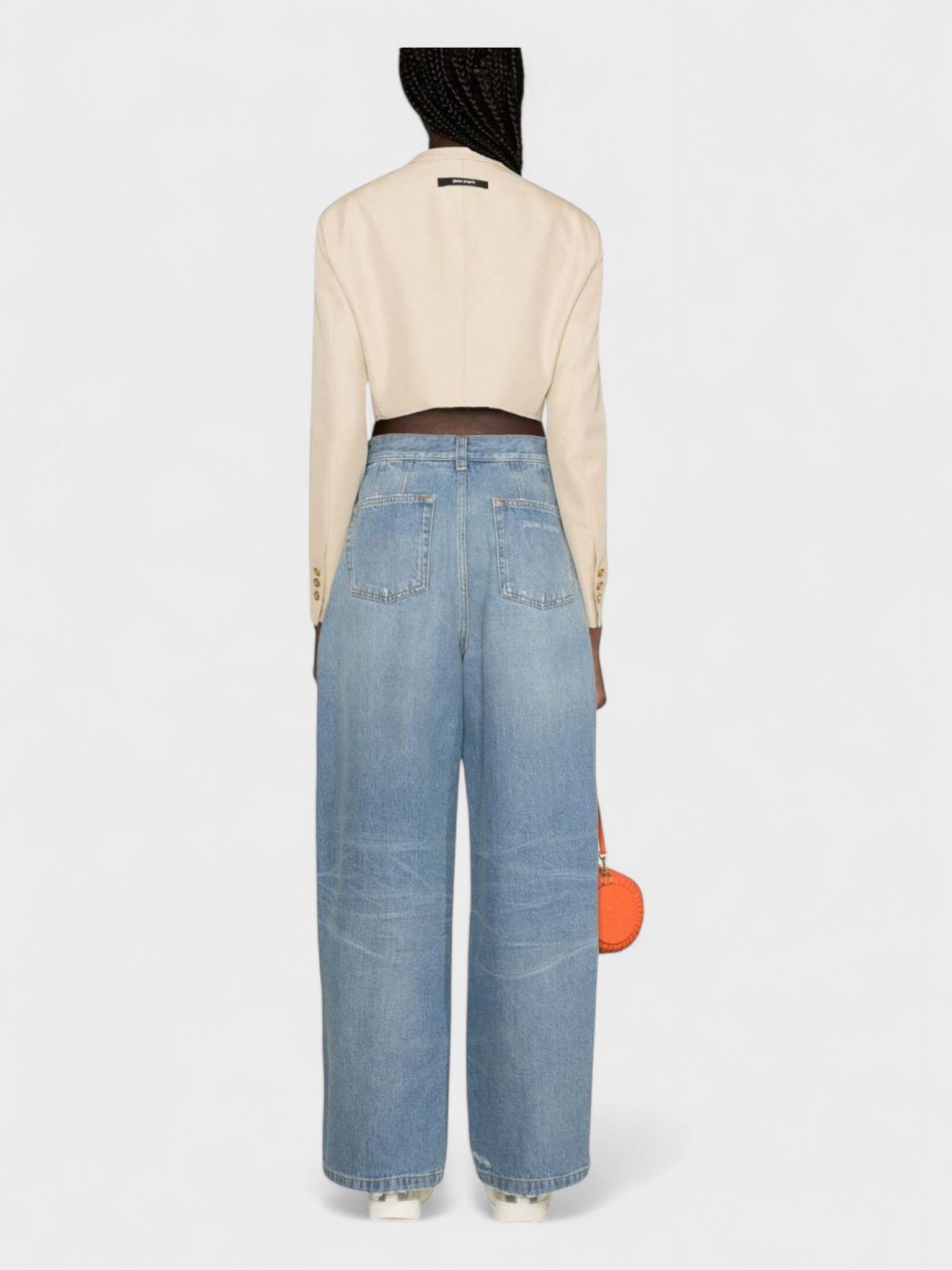 Palm Angels Washed Logo Wide Denim Jeans Blue - Supplied FashionPalm Angels