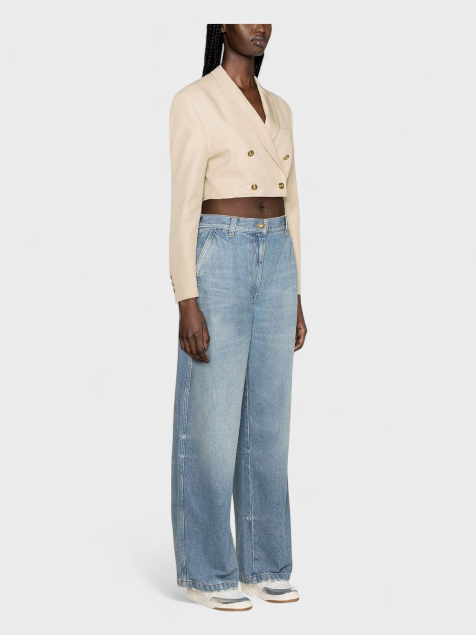 Palm Angels Washed Logo Wide Denim Jeans Blue - Supplied FashionPalm Angels