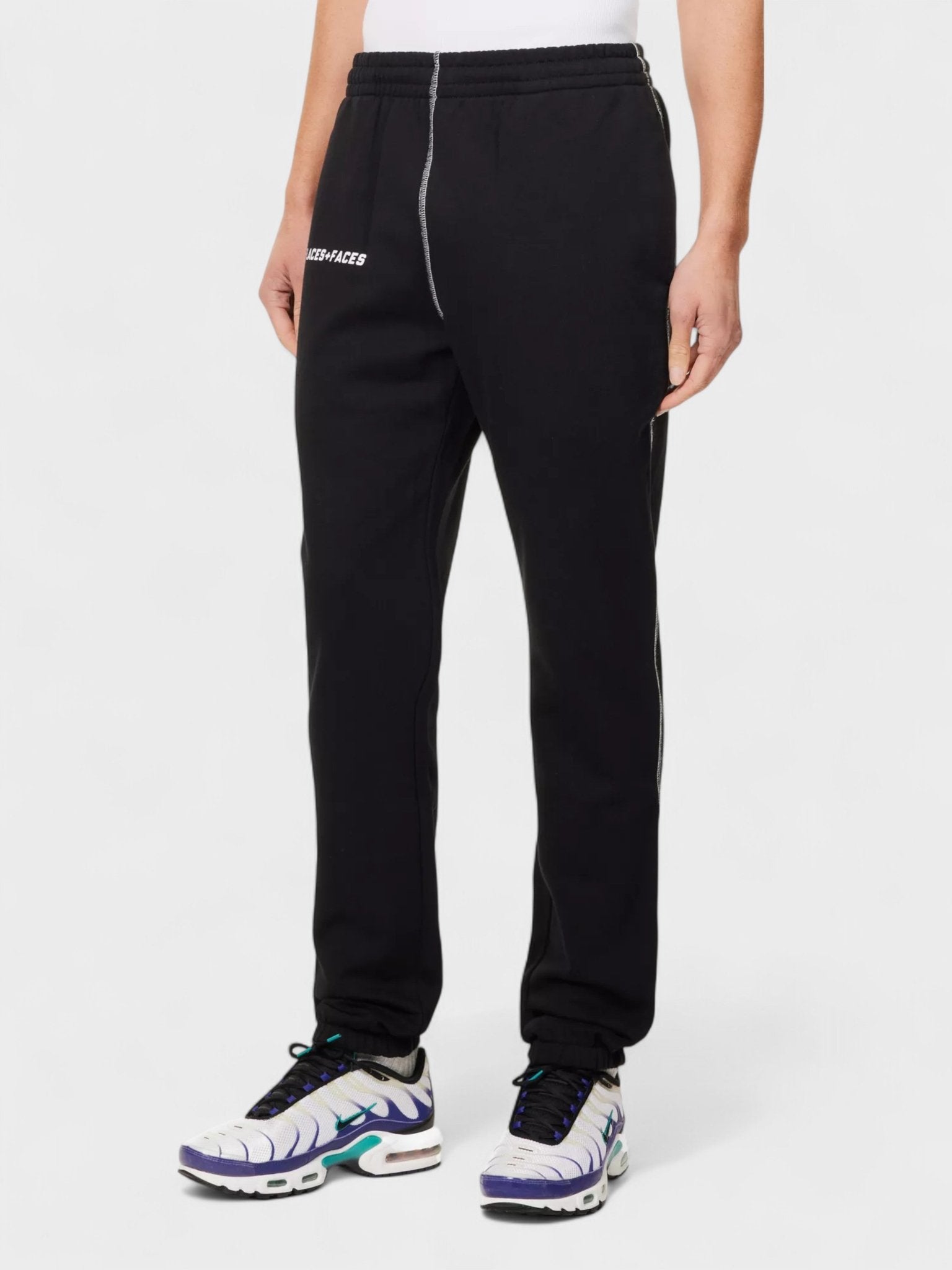 Places + Faces Contrast Stitch Joggers Black - Supplied FashionPlaces + Faces