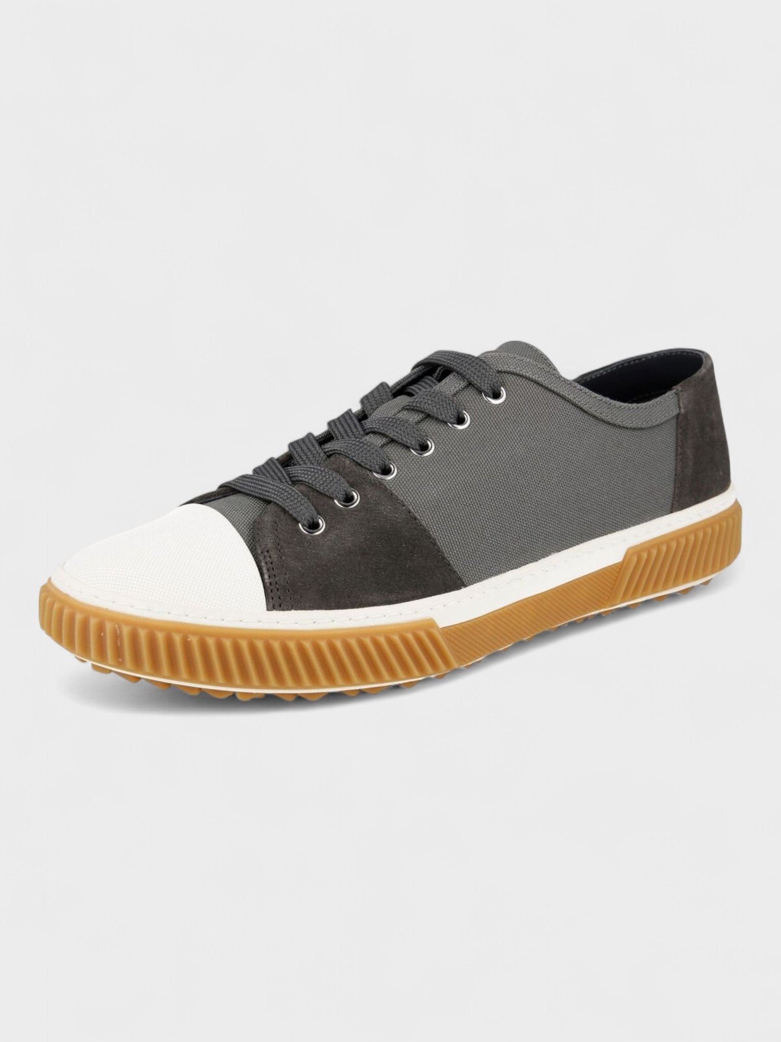 Prada Original Flat Low Trainers Grey White - Supplied FashionPrada