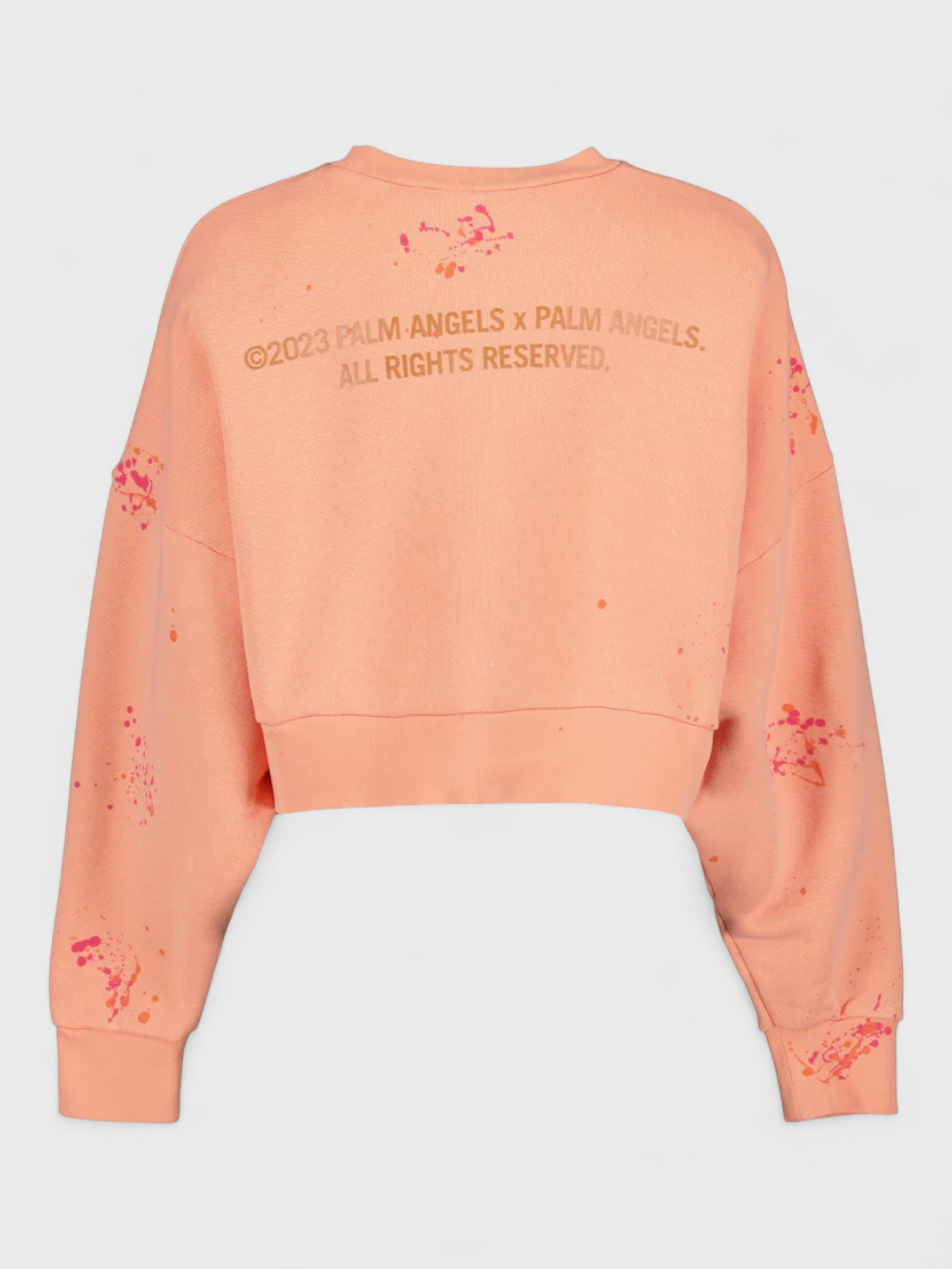 Palm Angels Painted Cropped Crew Coral Sweatshirt