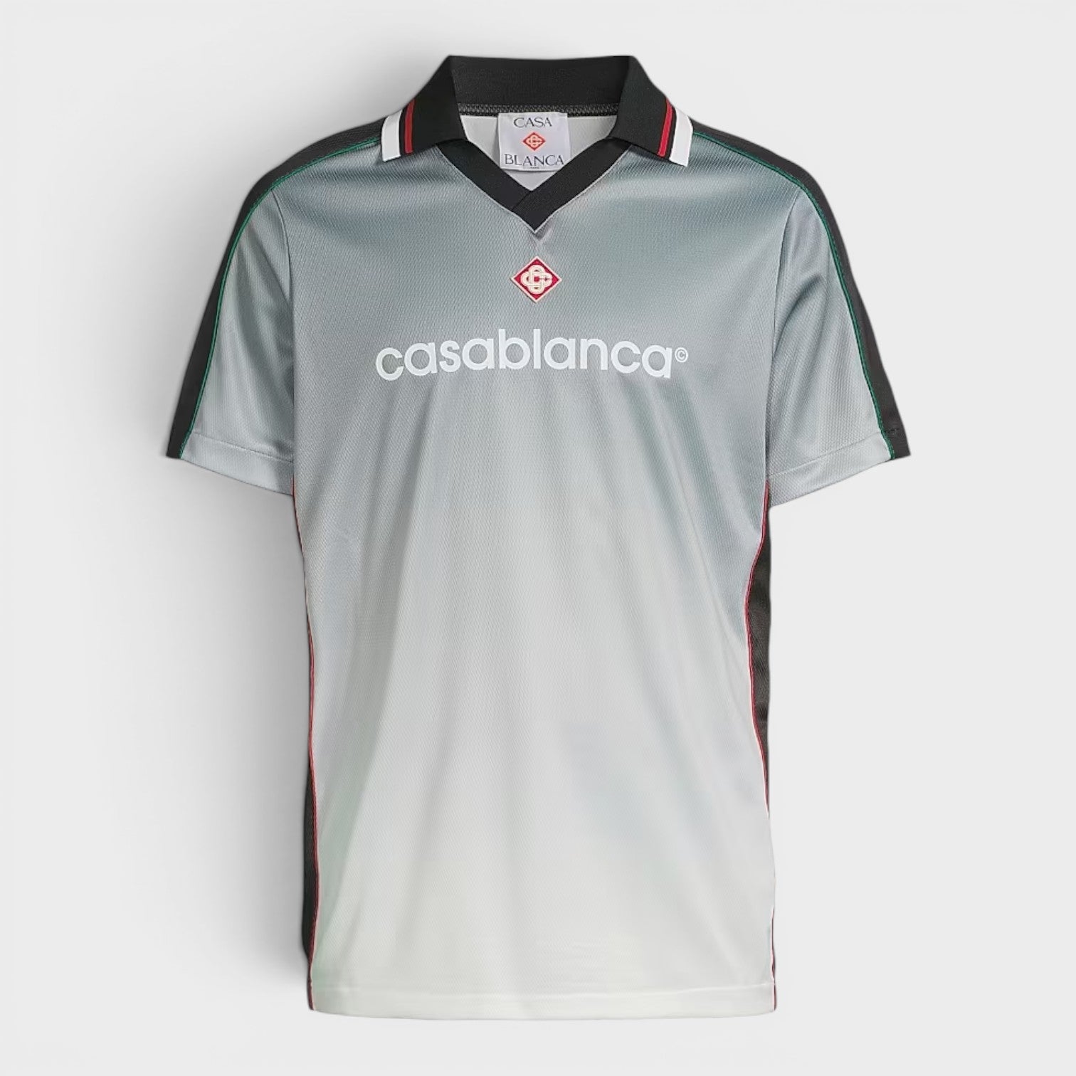 Birdseye Mesh Gradient Printed Football Top Grey