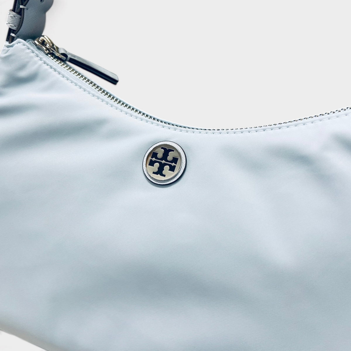 Nylon Zip Top Shoulder Bag Morning Blue