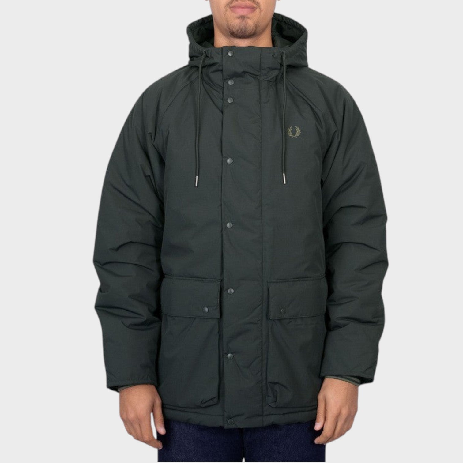 Padded Zip Through Jacket Night Green