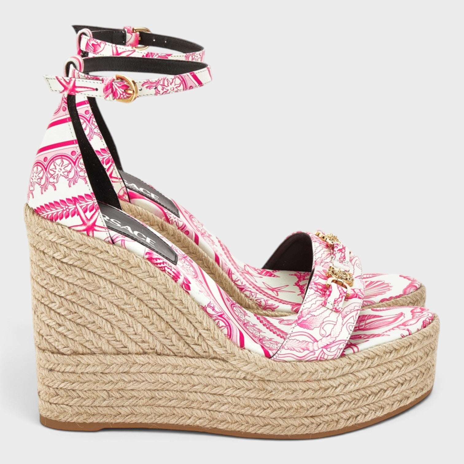 Medusa Platform Espadrilles Pink White Gold