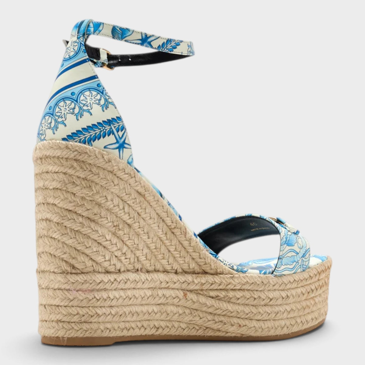 Medusa Platform Espadrilles Blue White Gold