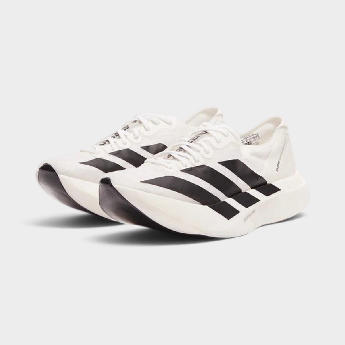 Supplied Fashion adidas Adizero Adios Pro Evo running shoes in crystal white and black with lightweight mesh upper