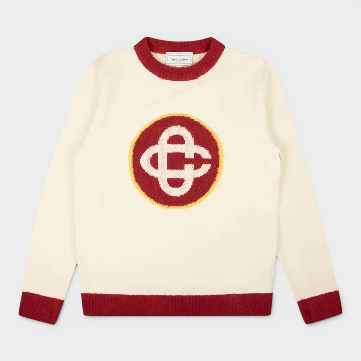 Monogram Monogram Crew Knit Sweater White Red