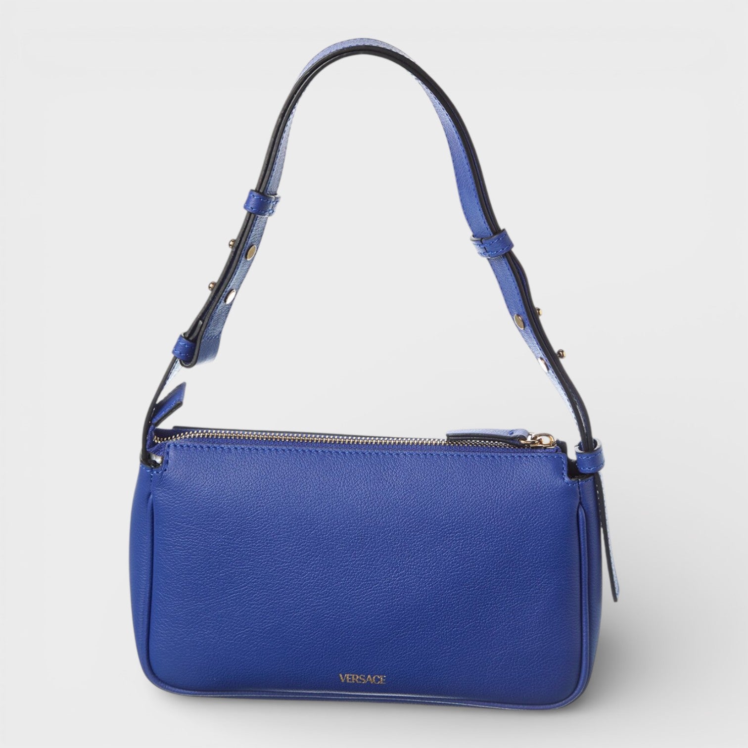 Medusa Small Leather Shoulder Bag Blue